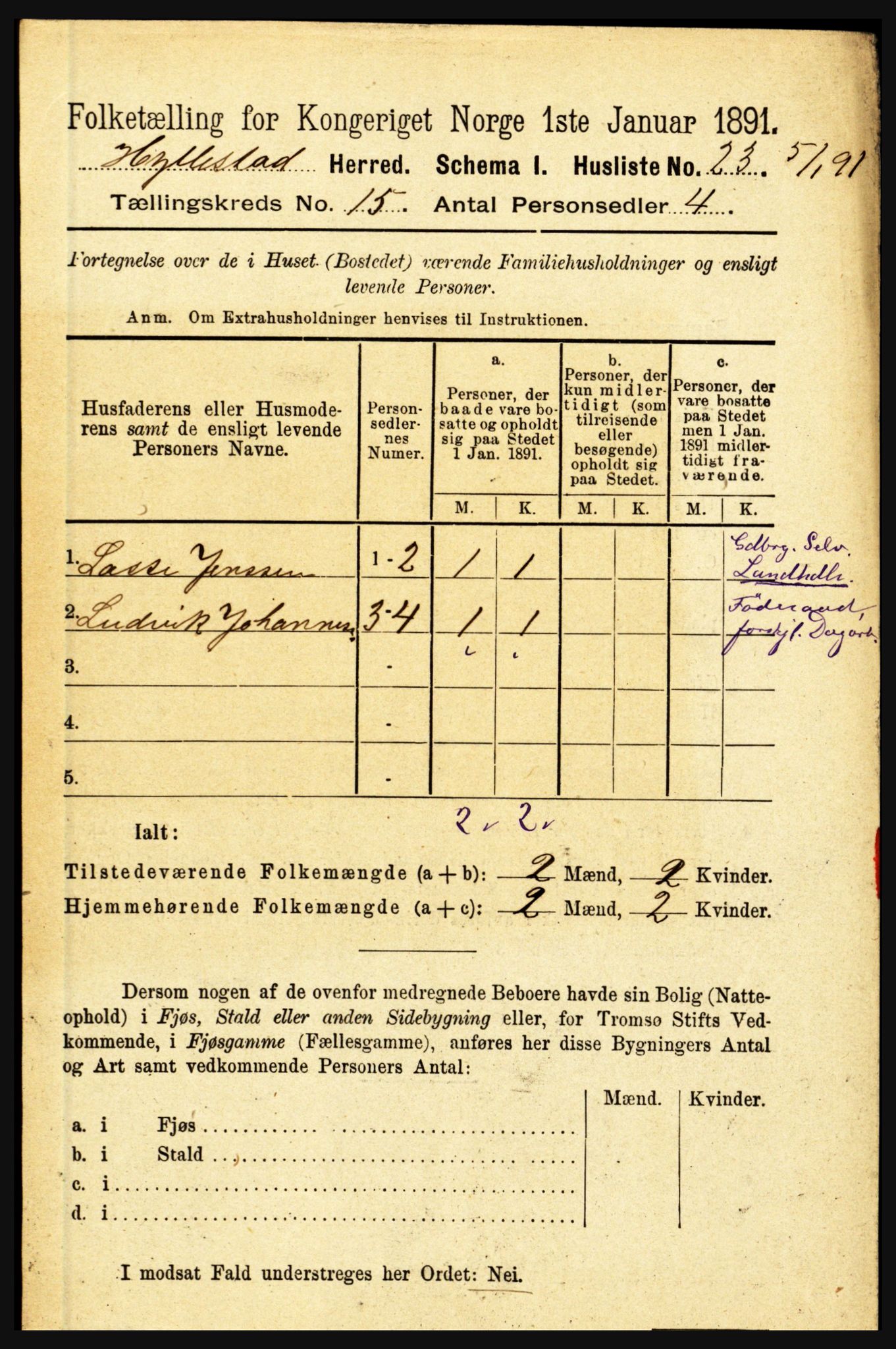 RA, 1891 census for 1413 Hyllestad, 1891, p. 2699