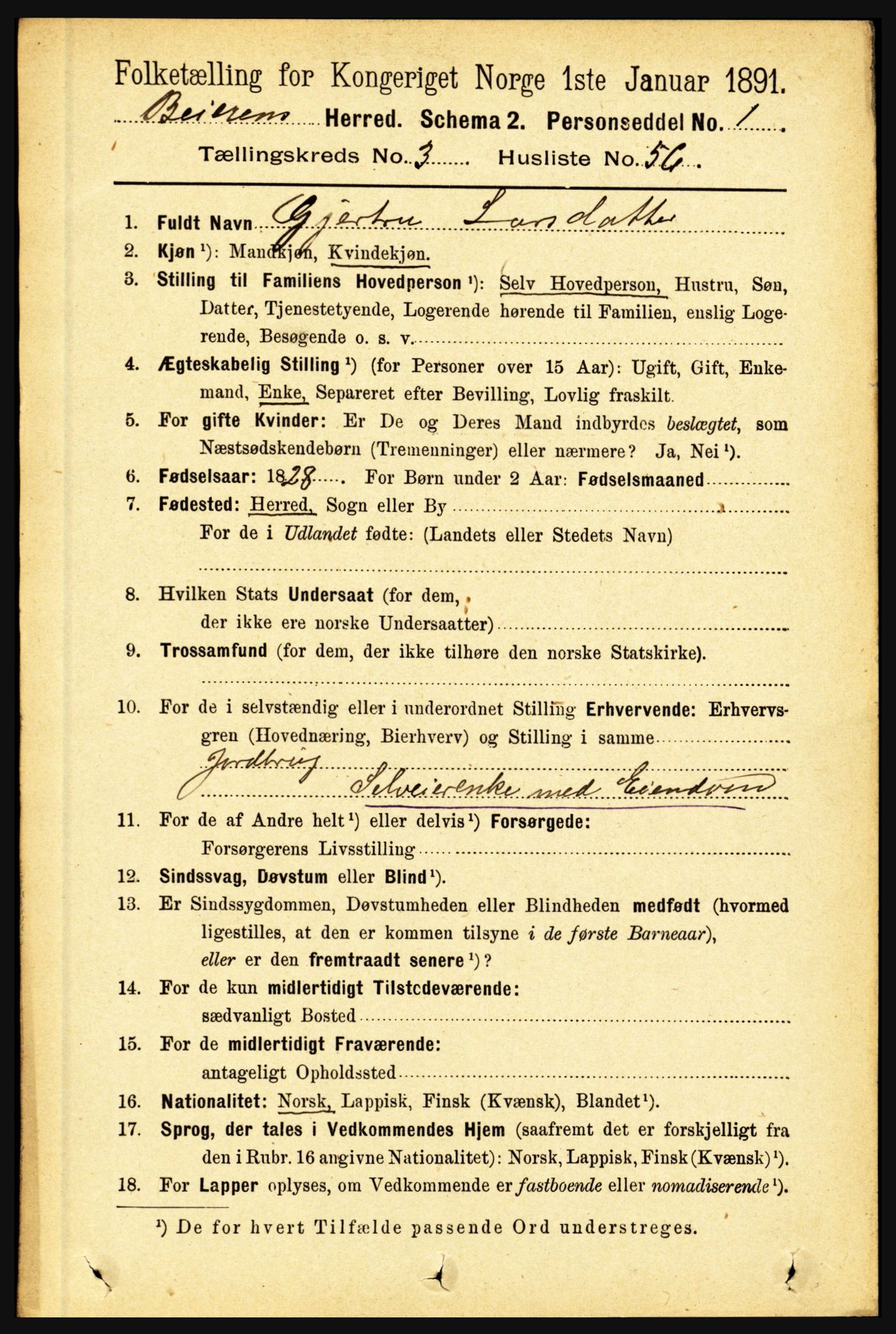 RA, 1891 census for 1839 Beiarn, 1891, p. 1359