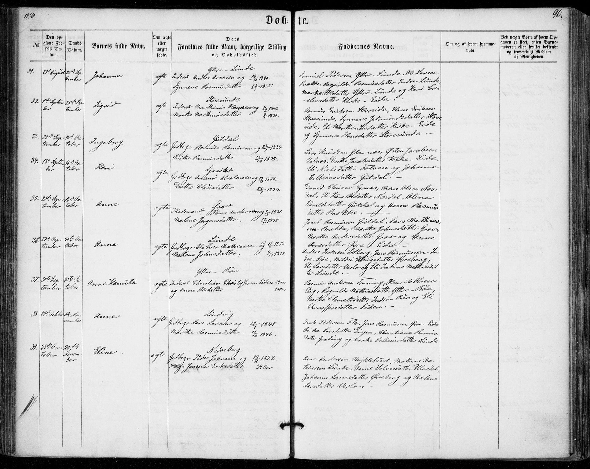 Stryn Sokneprestembete, AV/SAB-A-82501: Parish register (official) no. A 3, 1862-1877, p. 90