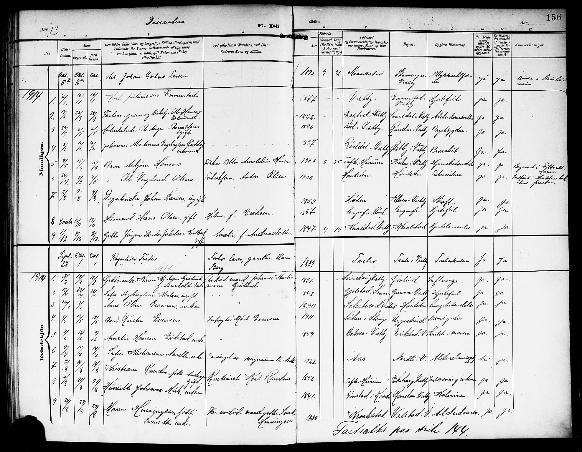 Vestby prestekontor Kirkebøker, SAO/A-10893/G/Ga/L0002: Parish register (copy) no. I 2, 1903-1916, p. 156