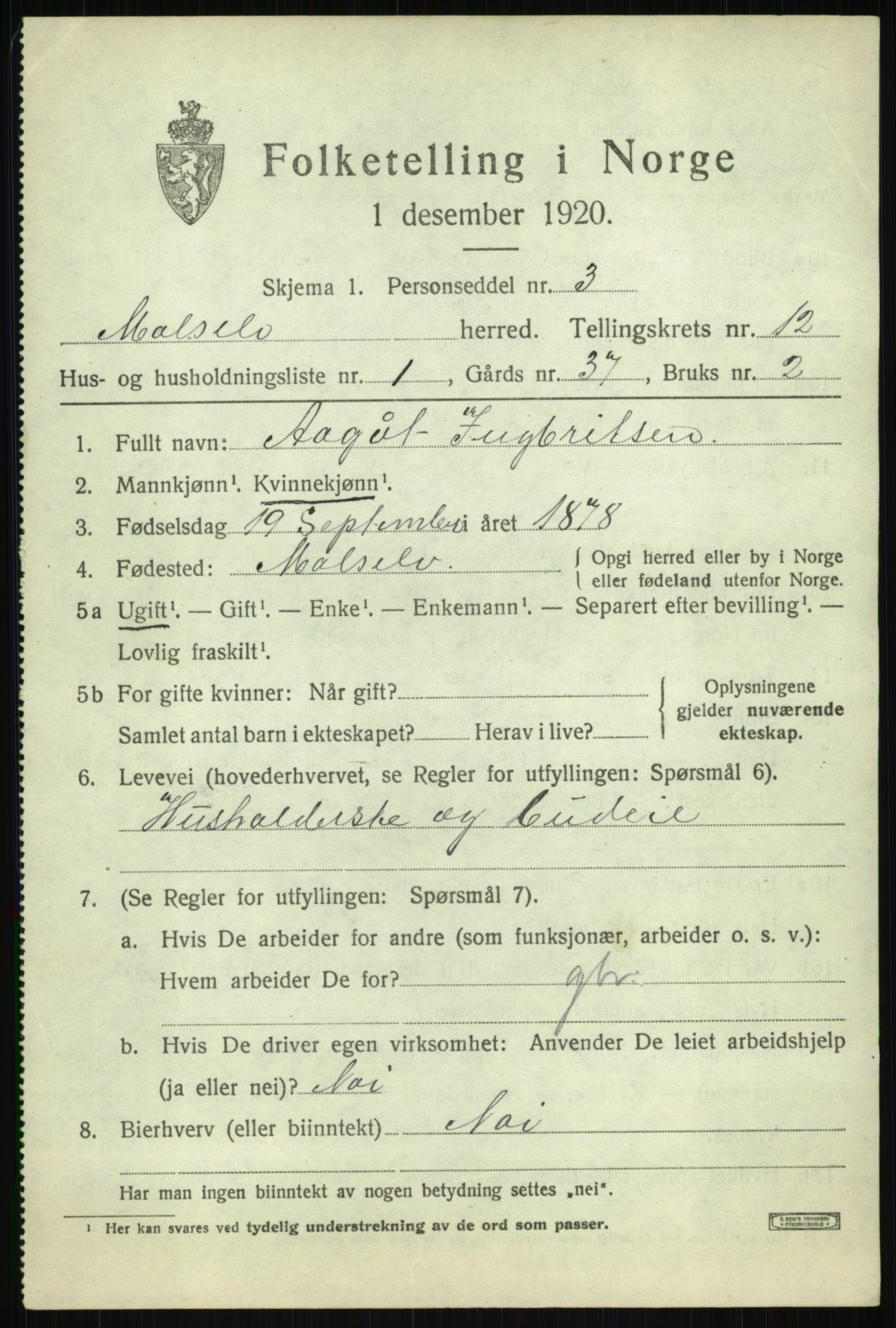 SATØ, 1920 census for Målselv, 1920, p. 6433