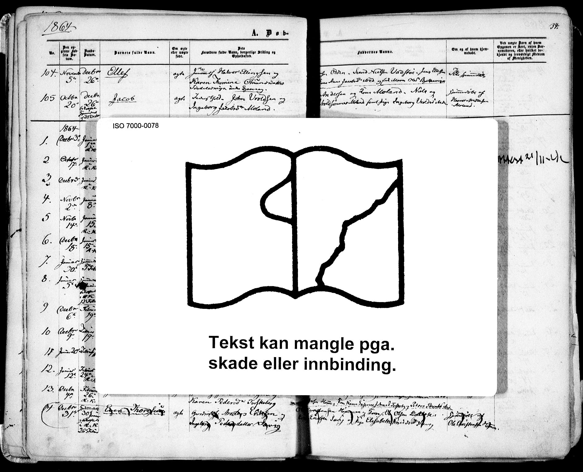 Søndeled sokneprestkontor, AV/SAK-1111-0038/F/Fa/L0003: Parish register (official) no. A 3, 1861-1879, p. 34