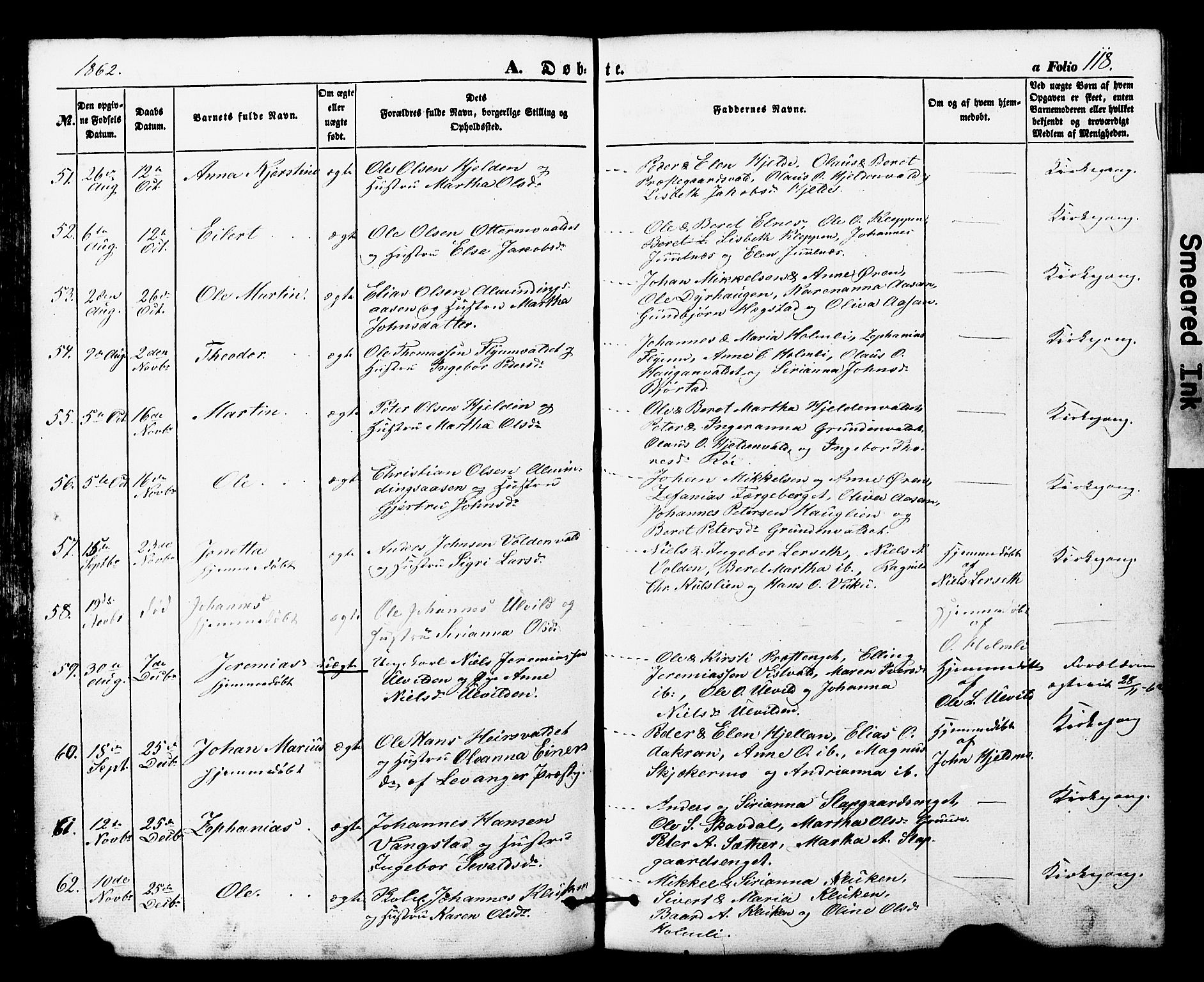 Ministerialprotokoller, klokkerbøker og fødselsregistre - Nord-Trøndelag, SAT/A-1458/724/L0268: Parish register (copy) no. 724C04, 1846-1878, p. 118