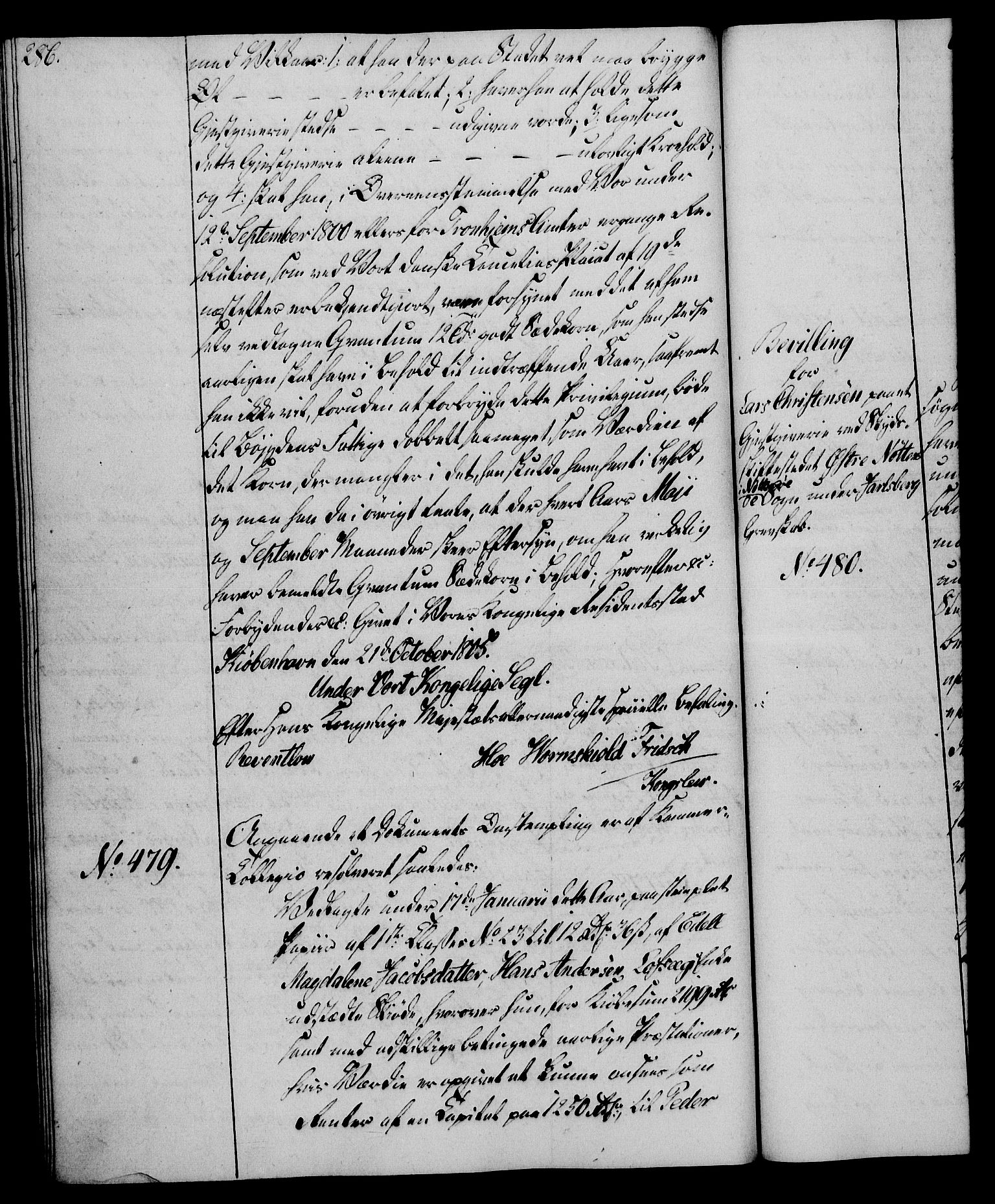 Rentekammeret, Kammerkanselliet, AV/RA-EA-3111/G/Gg/Gga/L0018: Norsk ekspedisjonsprotokoll med register (merket RK 53.18), 1804-1806, p. 286