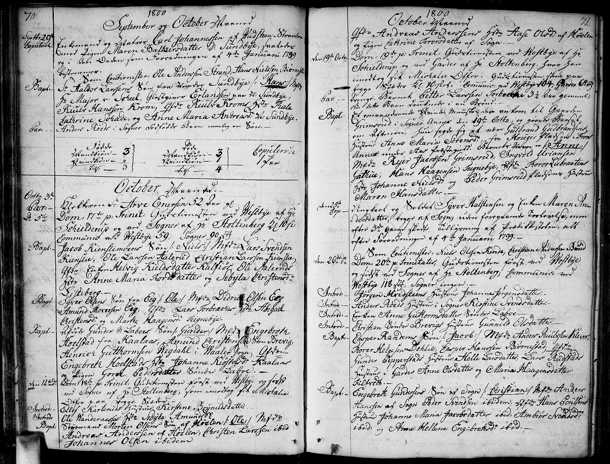 Vestby prestekontor Kirkebøker, AV/SAO-A-10893/F/Fa/L0004: Parish register (official) no. I 4, 1797-1813, p. 70-71