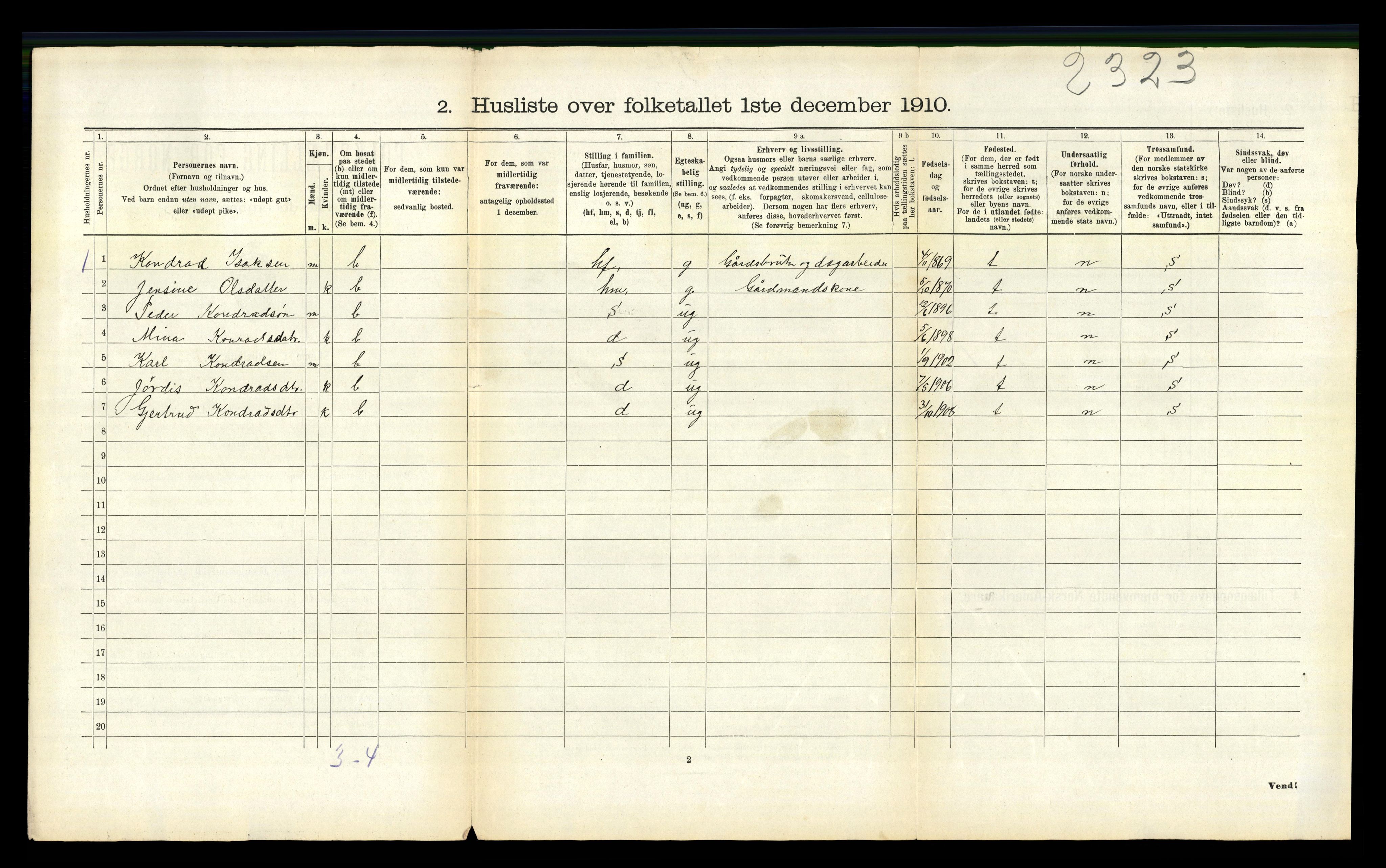 RA, 1910 census for Evenes, 1910, p. 670