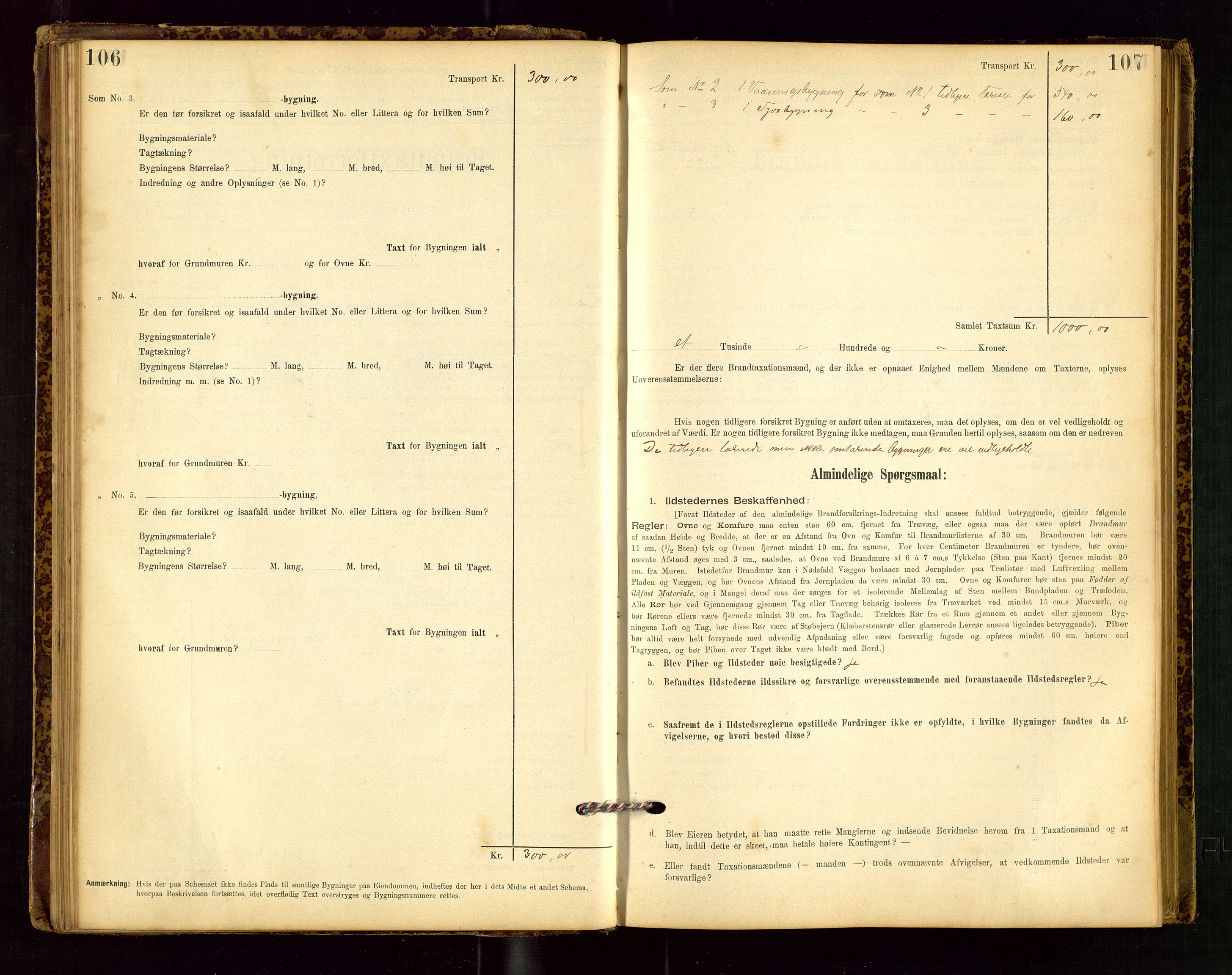 Heskestad lensmannskontor, SAST/A-100304/Gob/L0001: "Brandtaxationsprotokol", 1894-1915, p. 106-107