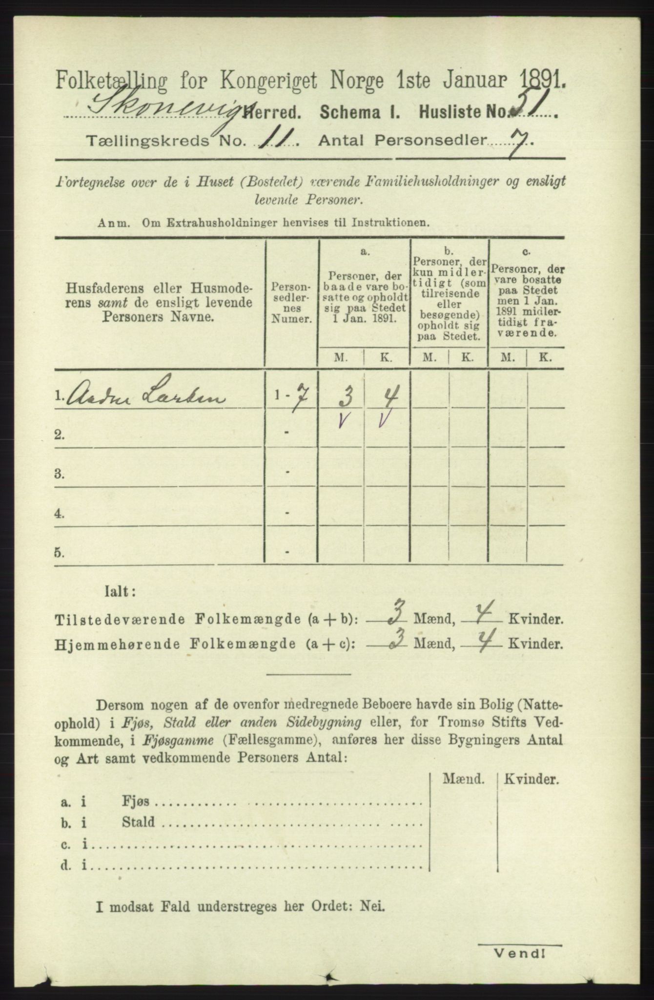 RA, 1891 census for 1212 Skånevik, 1891, p. 3302