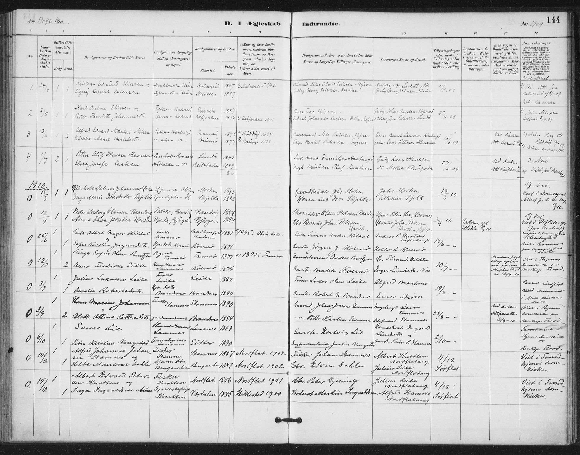 Ministerialprotokoller, klokkerbøker og fødselsregistre - Nord-Trøndelag, SAT/A-1458/772/L0603: Parish register (official) no. 772A01, 1885-1912, p. 144