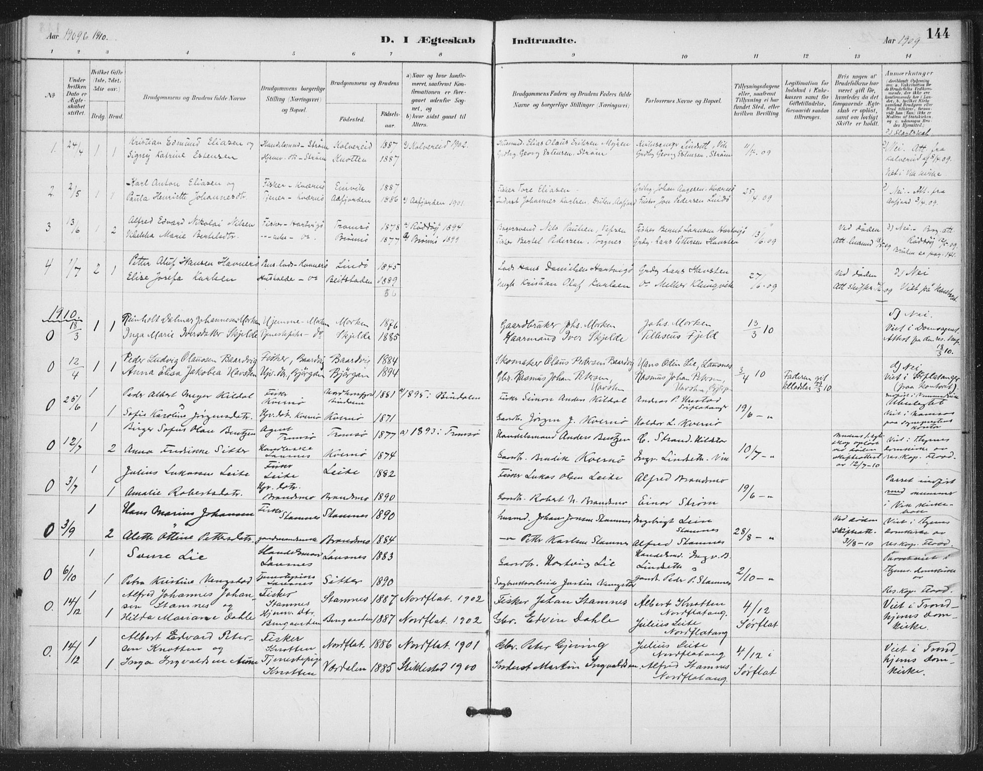 Ministerialprotokoller, klokkerbøker og fødselsregistre - Nord-Trøndelag, AV/SAT-A-1458/772/L0603: Parish register (official) no. 772A01, 1885-1912, p. 144