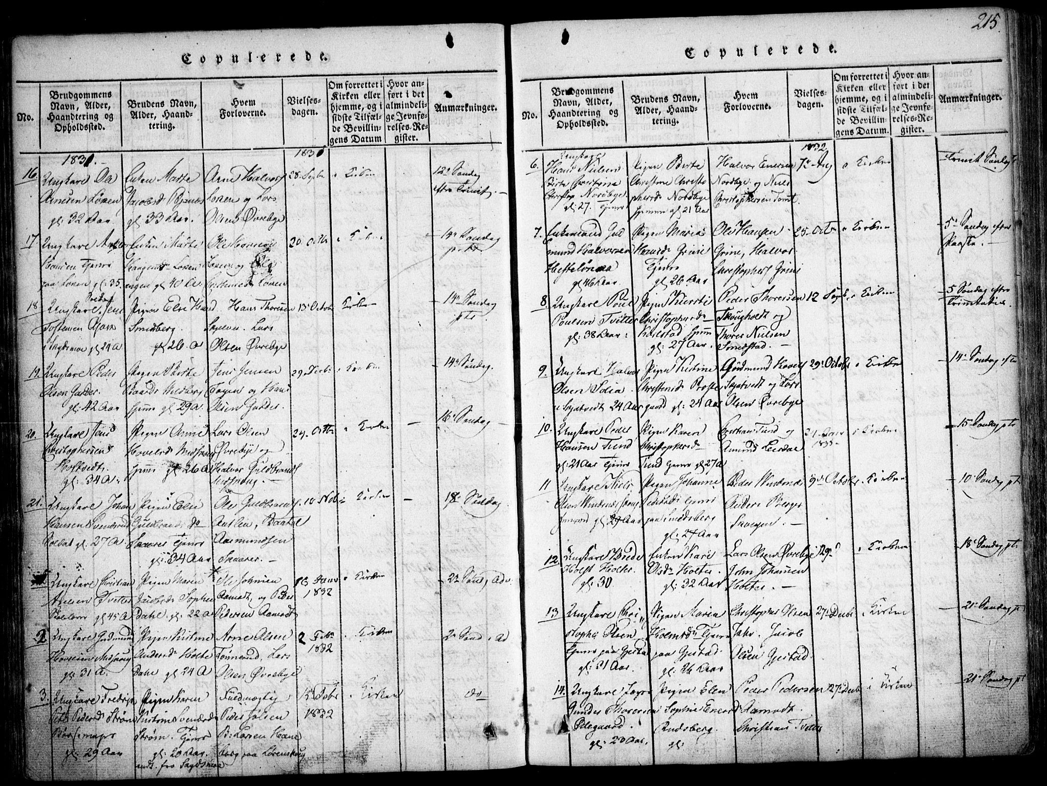 Fet prestekontor Kirkebøker, SAO/A-10370a/F/Fa/L0008: Parish register (official) no. I 8, 1815-1842, p. 215