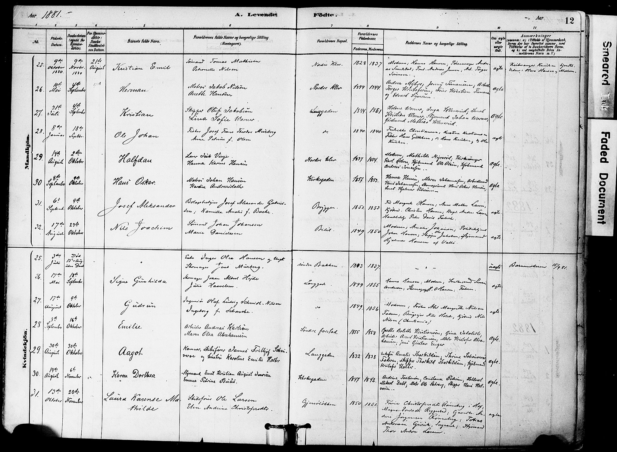 Holmestrand kirkebøker, SAKO/A-346/F/Fa/L0004: Parish register (official) no. 4, 1880-1901, p. 12