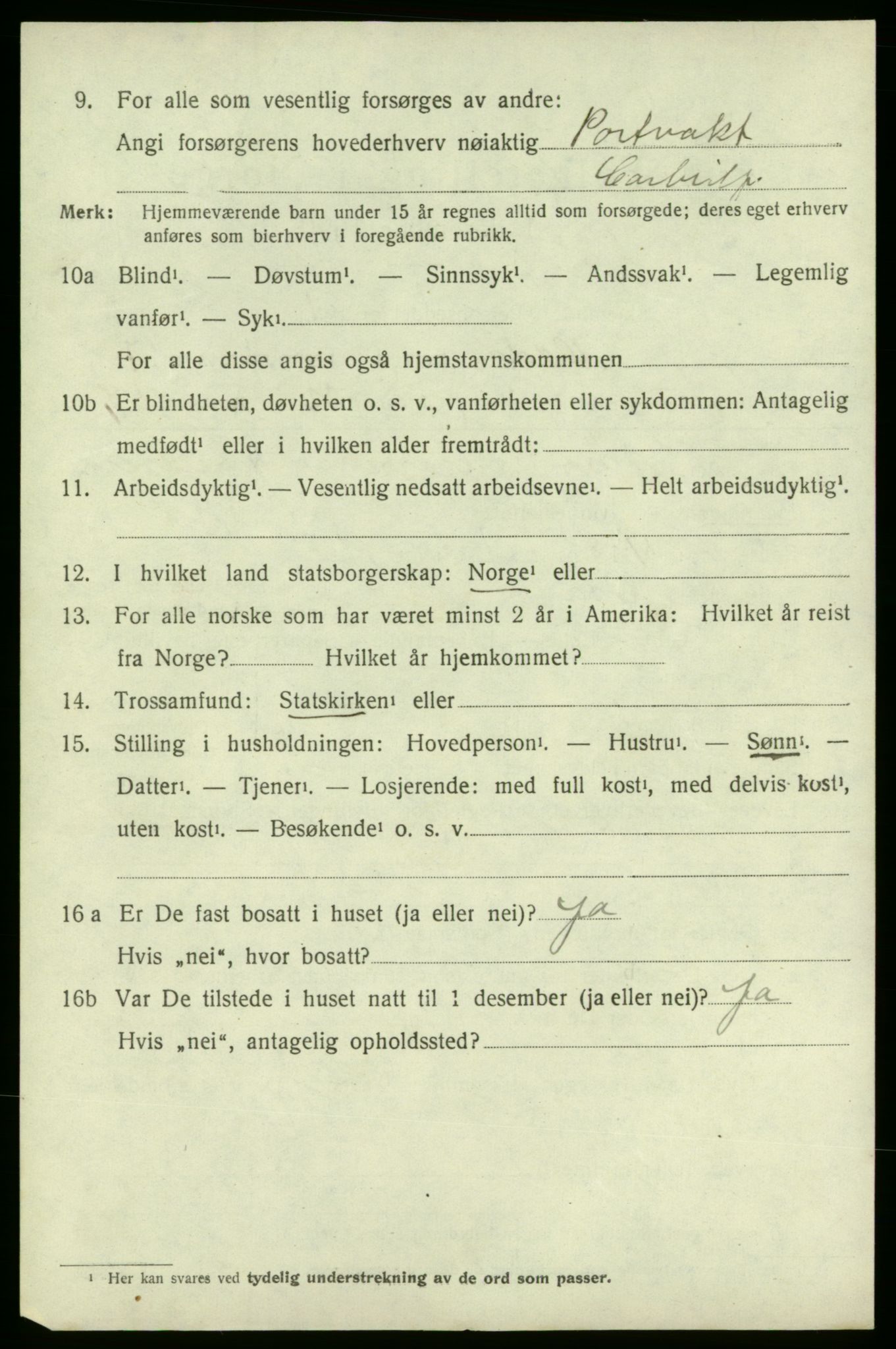 SAB, 1920 census for Odda, 1920, p. 6656