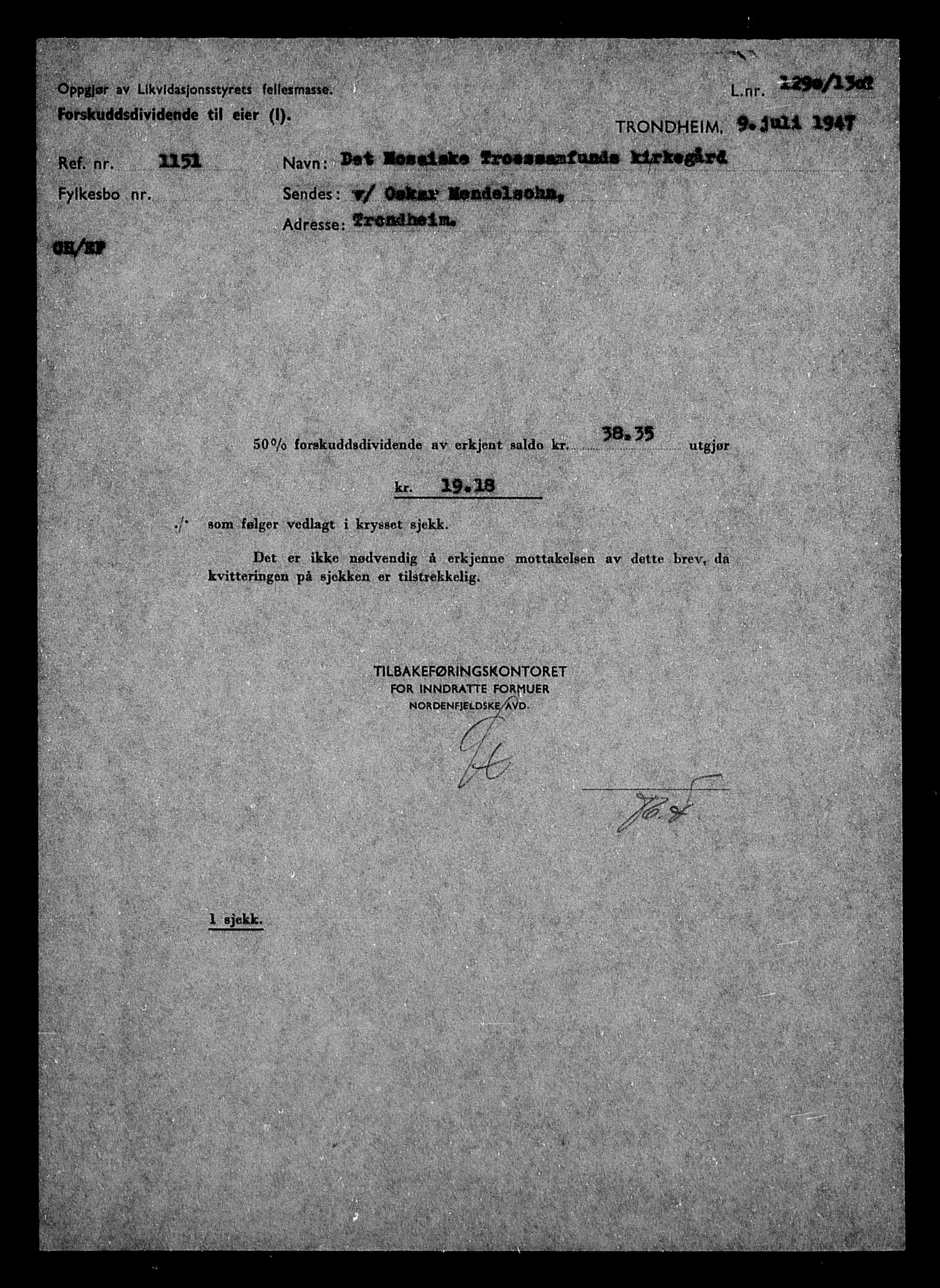 Justisdepartementet, Tilbakeføringskontoret for inndratte formuer, AV/RA-S-1564/H/Hc/Hca/L0906: --, 1945-1947, p. 127