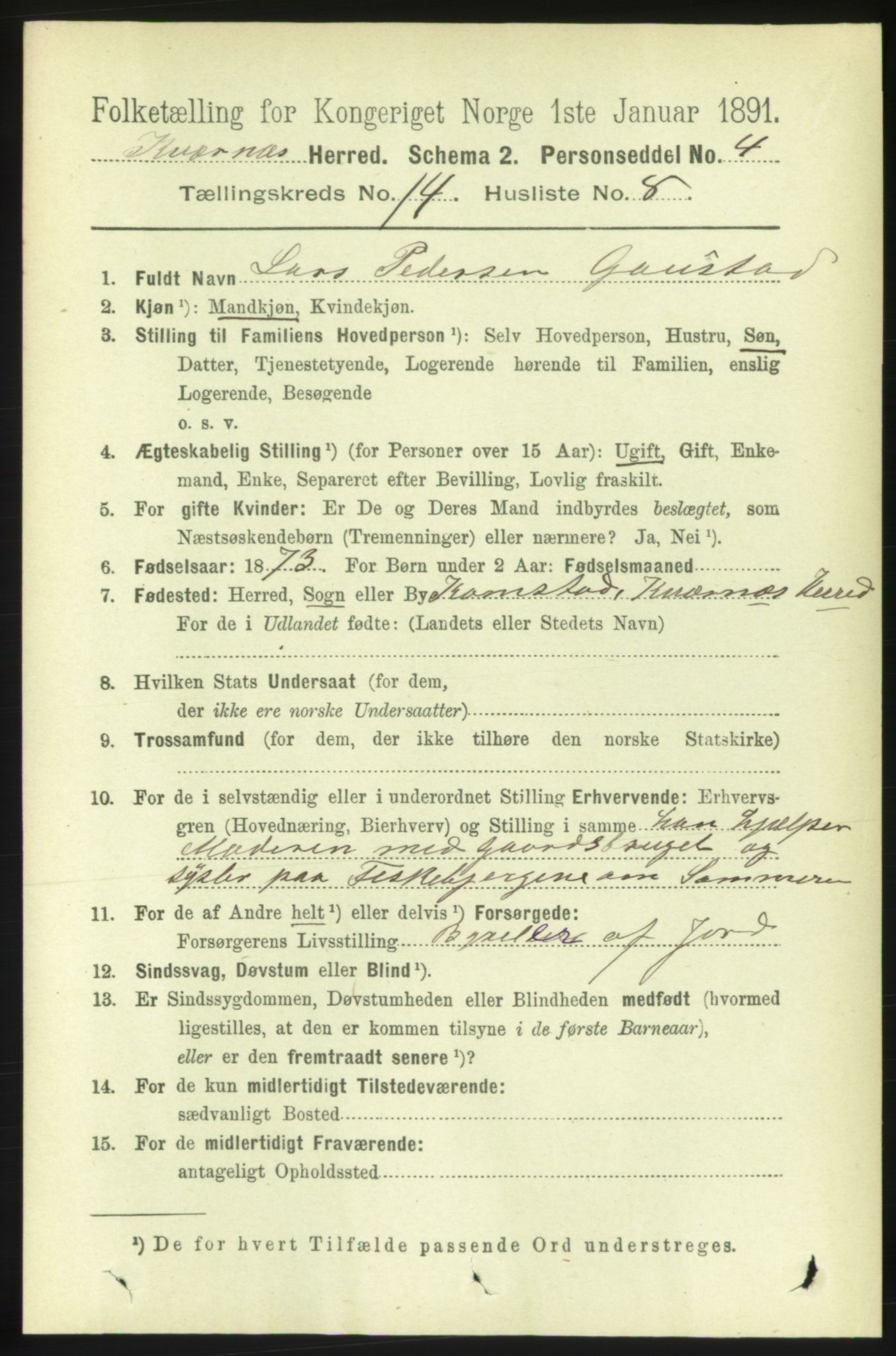 RA, 1891 census for 1553 Kvernes, 1891, p. 5770