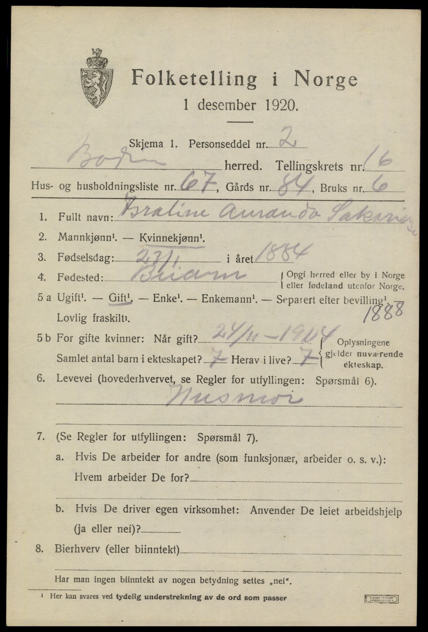 SAT, 1920 census for Bodin, 1920, p. 12270