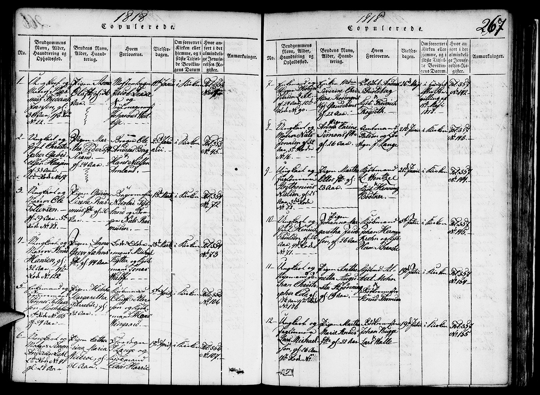 Nykirken Sokneprestembete, SAB/A-77101/H/Haa/L0011: Parish register (official) no. A 11, 1816-1821, p. 267
