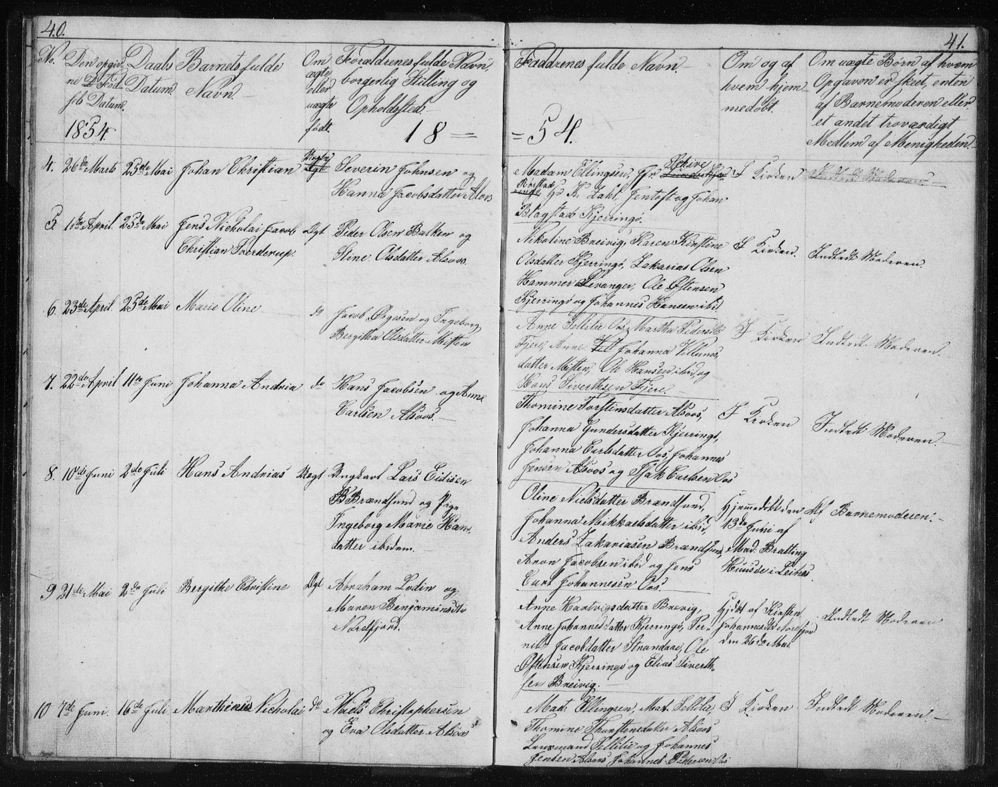 Ministerialprotokoller, klokkerbøker og fødselsregistre - Nordland, SAT/A-1459/803/L0074: Parish register (copy) no. 803C01, 1845-1866, p. 40-41