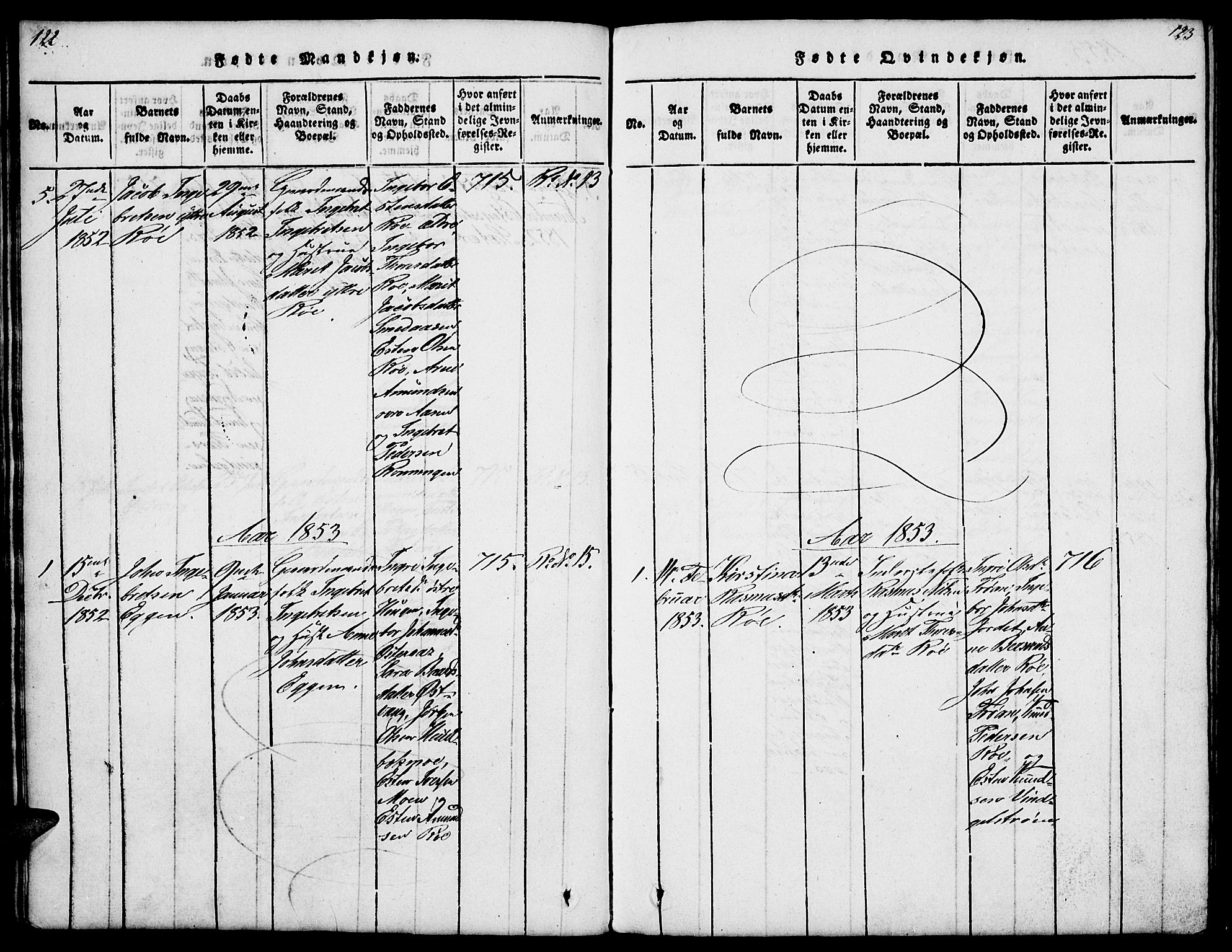 Tolga prestekontor, SAH/PREST-062/L/L0003: Parish register (copy) no. 3, 1815-1862, p. 122-123