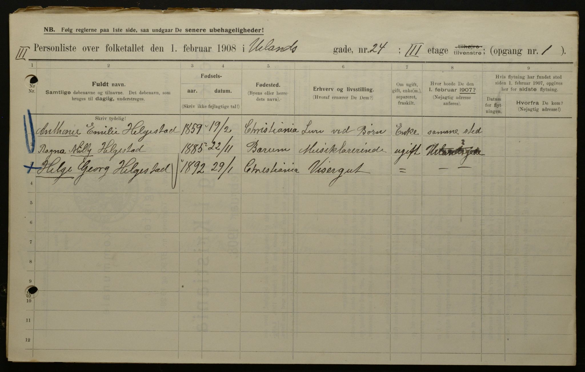 OBA, Municipal Census 1908 for Kristiania, 1908, p. 106591