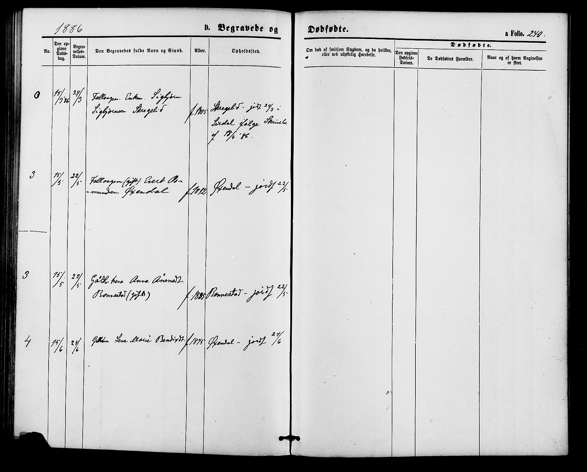 Bakke sokneprestkontor, AV/SAK-1111-0002/F/Fa/Faa/L0007: Parish register (official) no. A 7, 1877-1886, p. 240