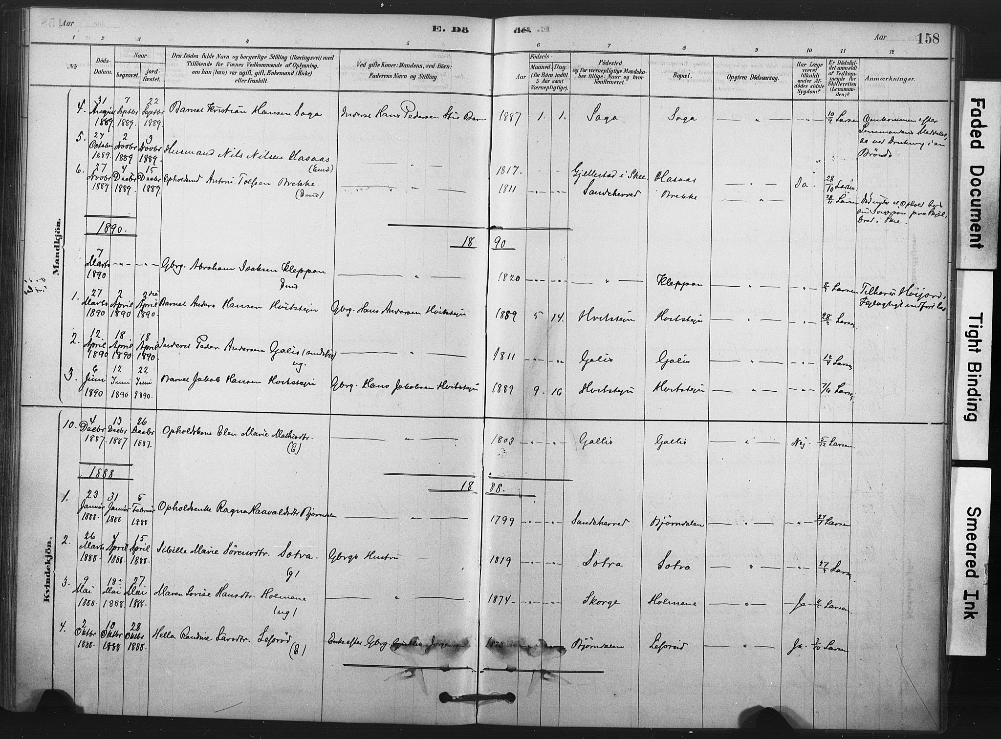 Andebu kirkebøker, AV/SAKO-A-336/F/Fa/L0008: Parish register (official) no. 8, 1878-1902, p. 158