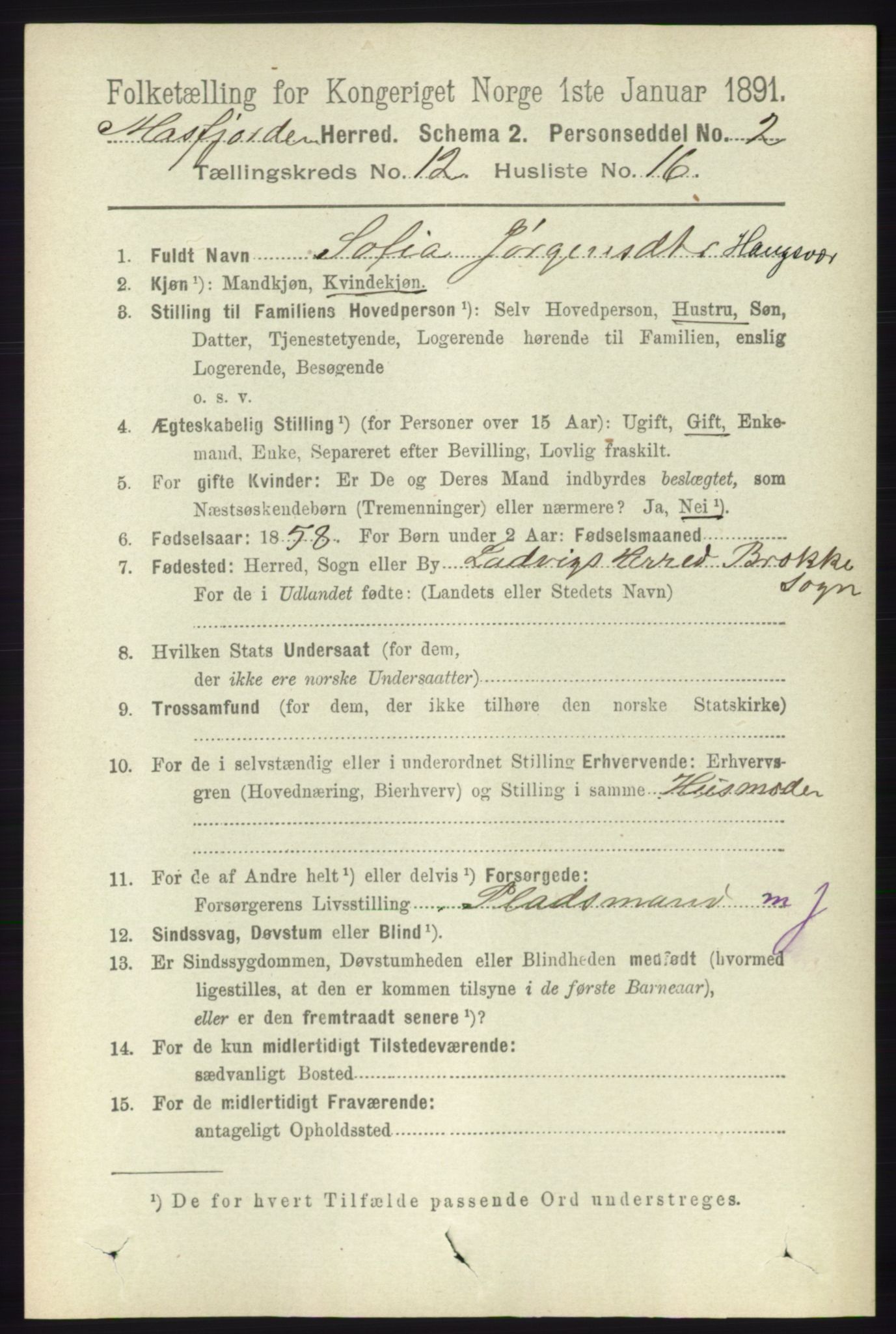 RA, 1891 census for 1266 Masfjorden, 1891, p. 2583