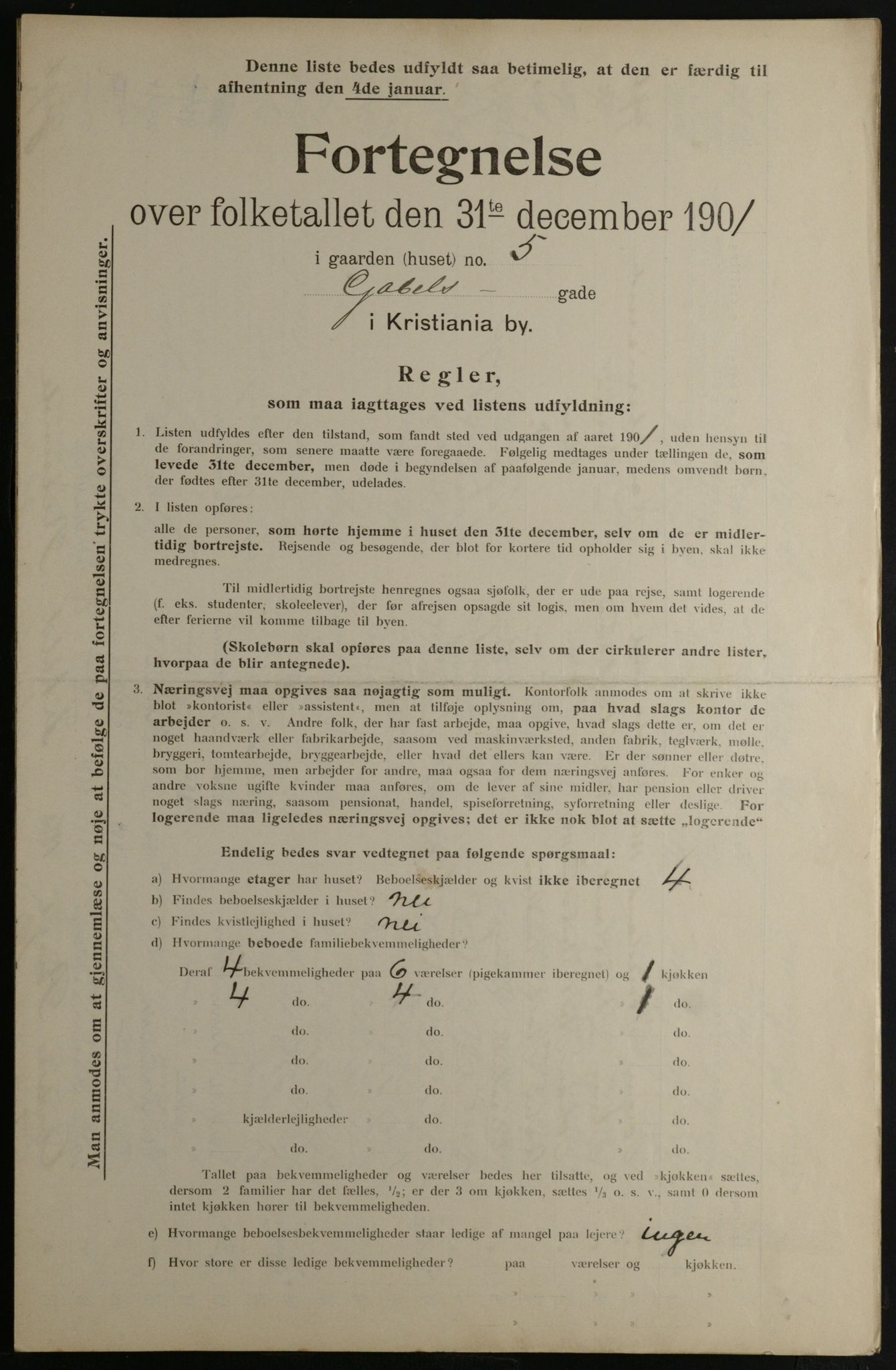 OBA, Municipal Census 1901 for Kristiania, 1901, p. 4574