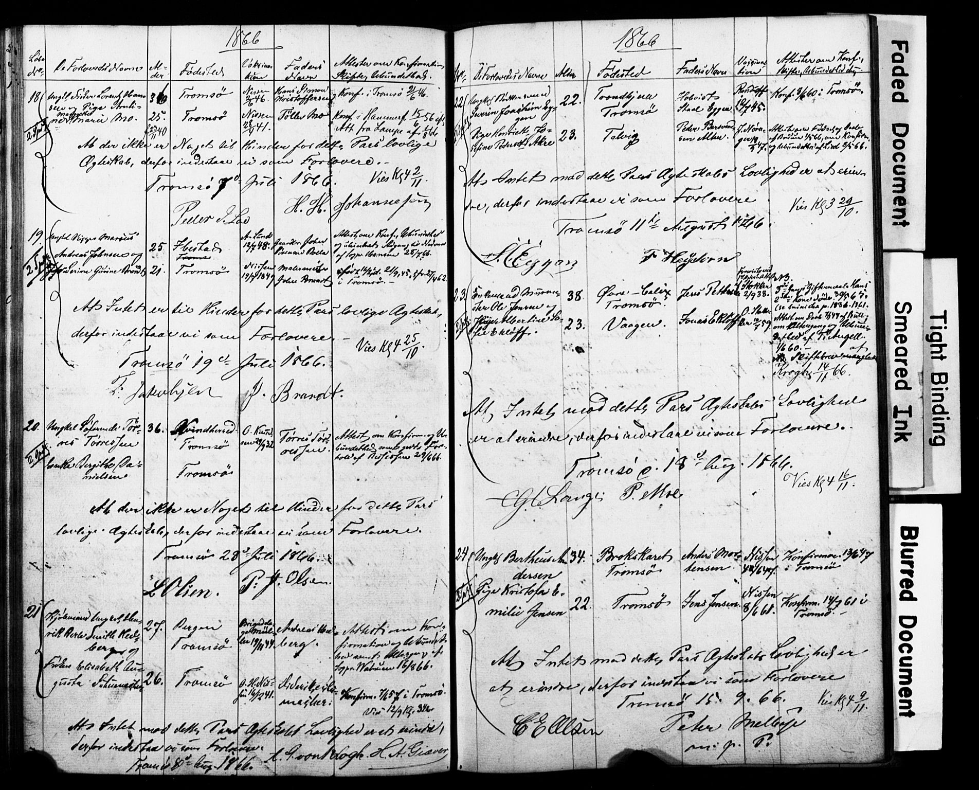 Tromsø sokneprestkontor/stiftsprosti/domprosti, AV/SATØ-S-1343/H/Hc/L0097: Banns register no. 97, 1851-1872