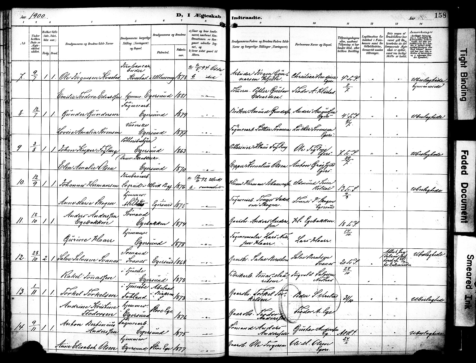 Eigersund sokneprestkontor, AV/SAST-A-101807/S08/L0019: Parish register (official) no. A 18, 1892-1905, p. 158