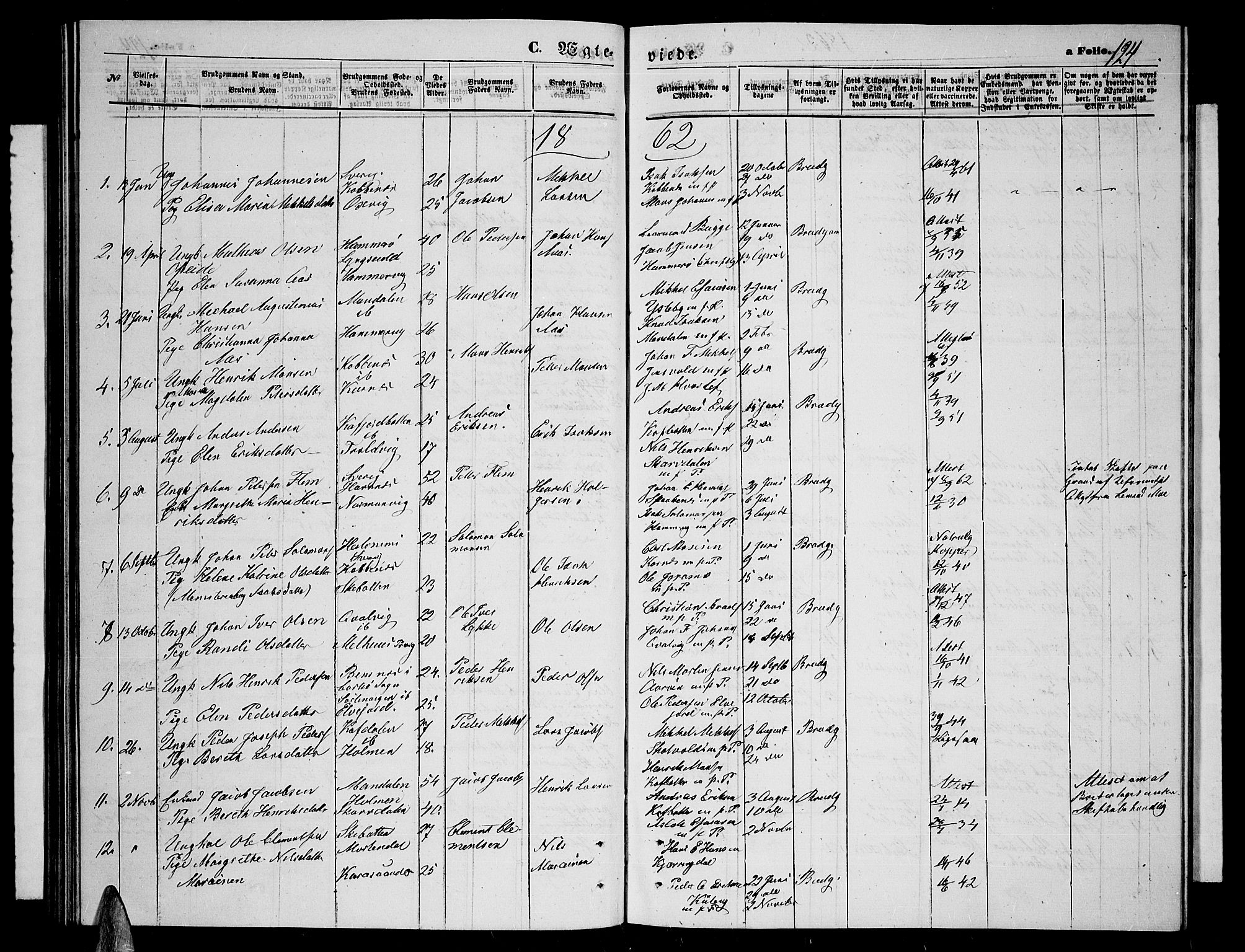 Lyngen sokneprestembete, AV/SATØ-S-1289/H/He/Heb/L0003klokker: Parish register (copy) no. 3, 1861-1867, p. 124