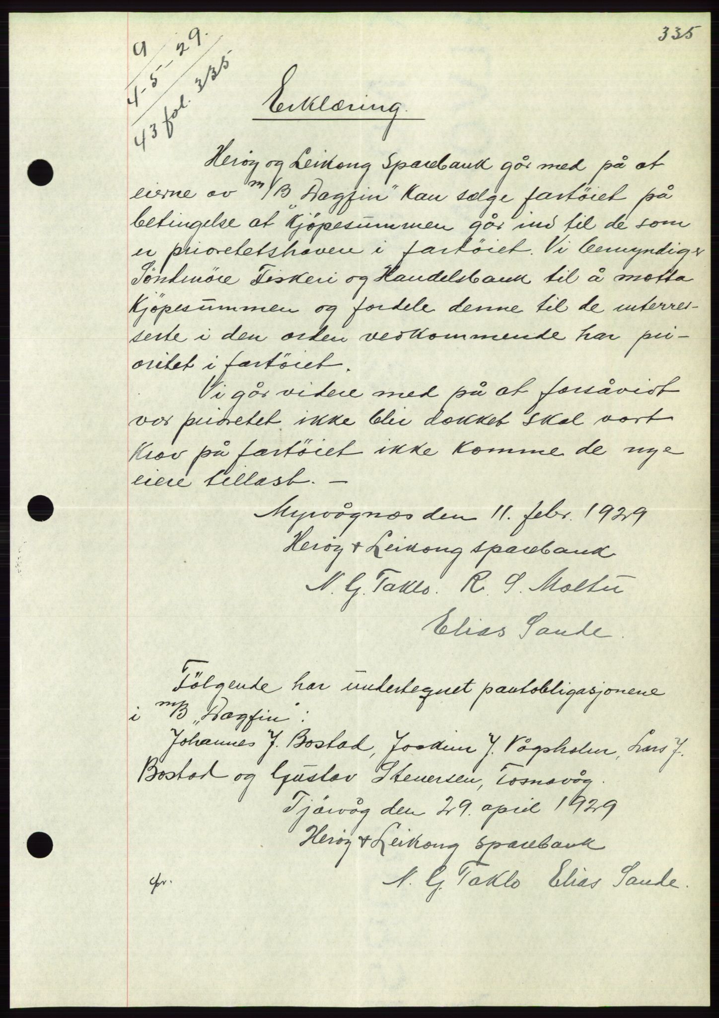 Søre Sunnmøre sorenskriveri, AV/SAT-A-4122/1/2/2C/L0049: Mortgage book no. 43, 1929-1929, Deed date: 04.05.1929