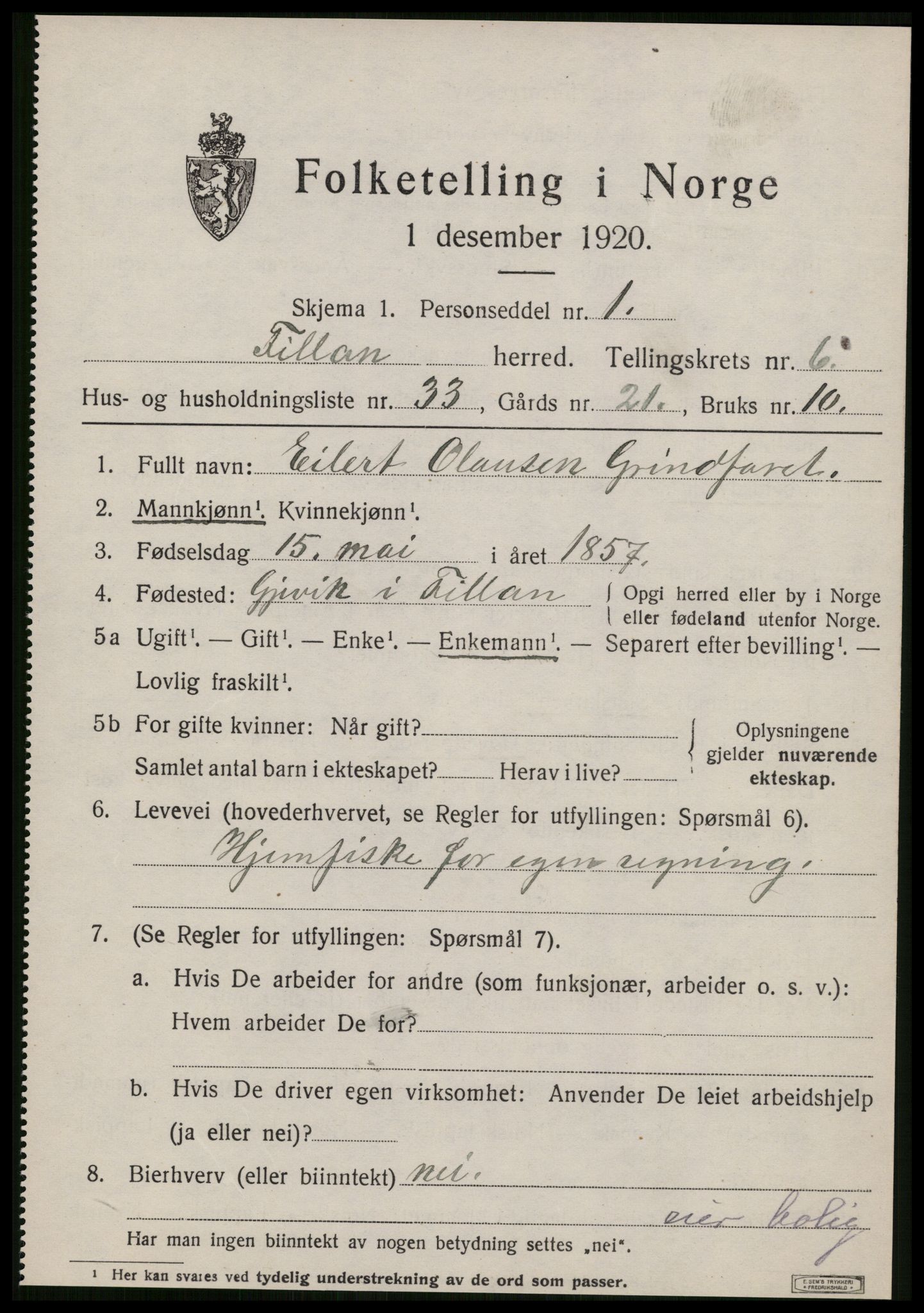 SAT, 1920 census for Fillan, 1920, p. 2968