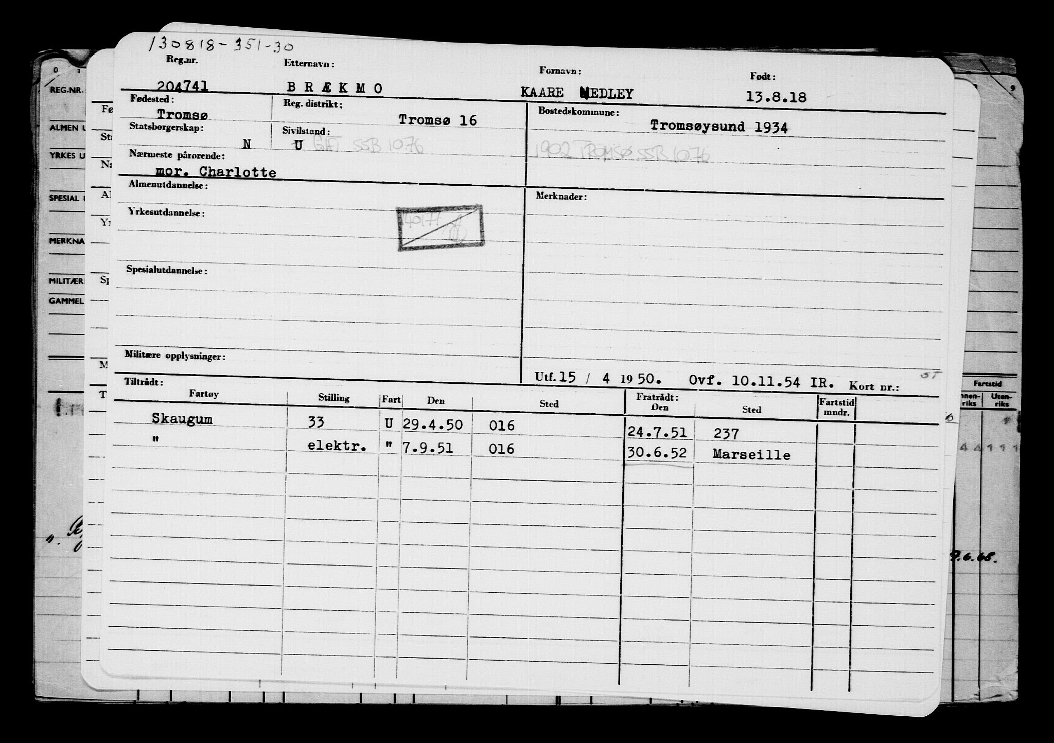 Direktoratet for sjømenn, AV/RA-S-3545/G/Gb/L0161: Hovedkort, 1918, p. 265