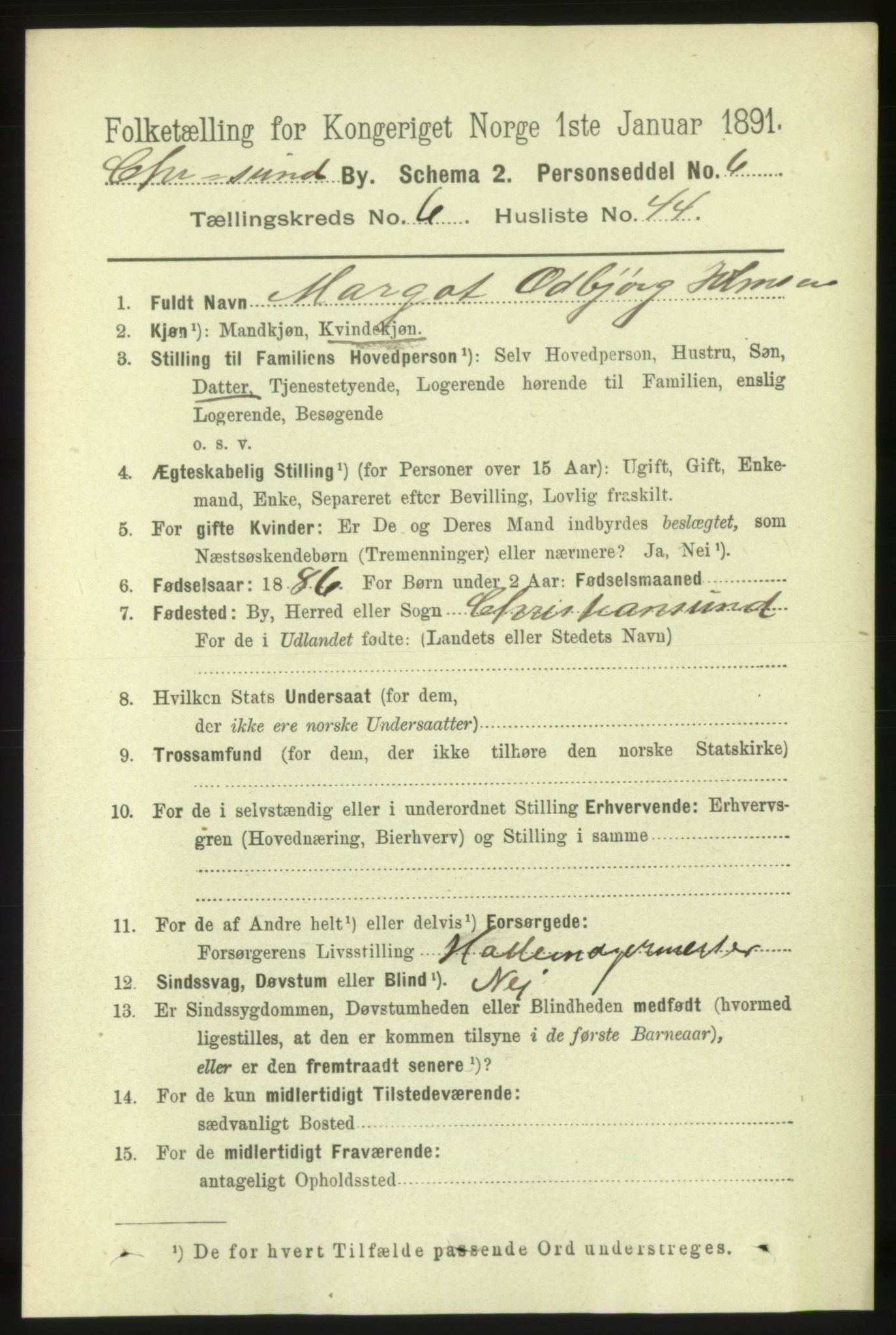 RA, 1891 census for 1503 Kristiansund, 1891, p. 5522