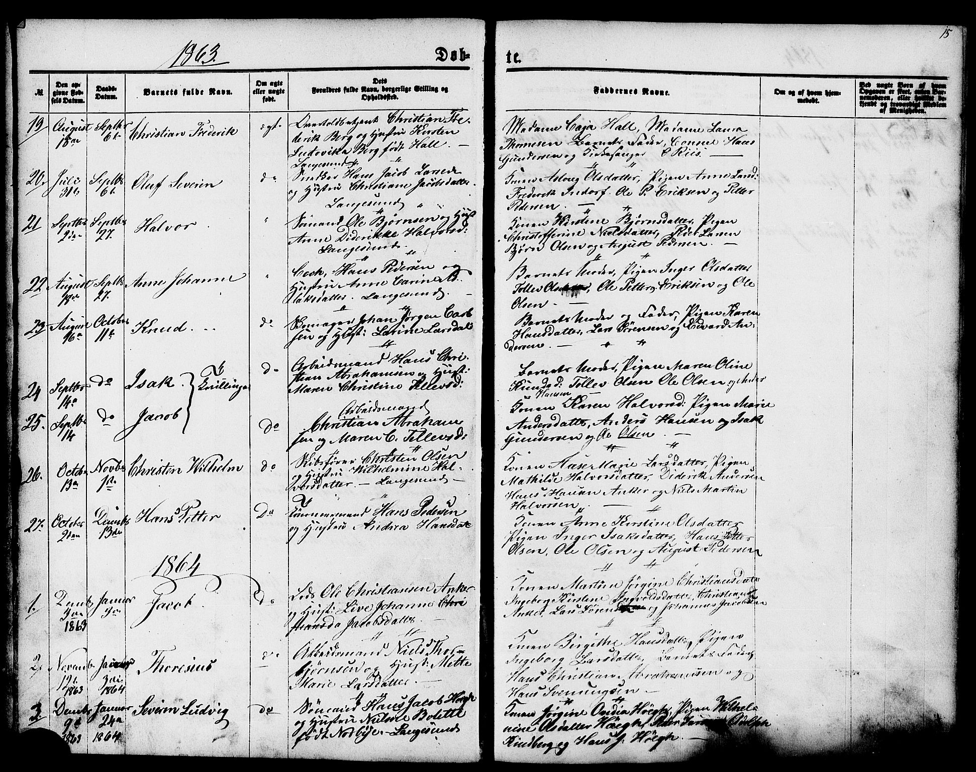 Langesund kirkebøker, AV/SAKO-A-280/G/Ga/L0004: Parish register (copy) no. 4, 1859-1884, p. 15