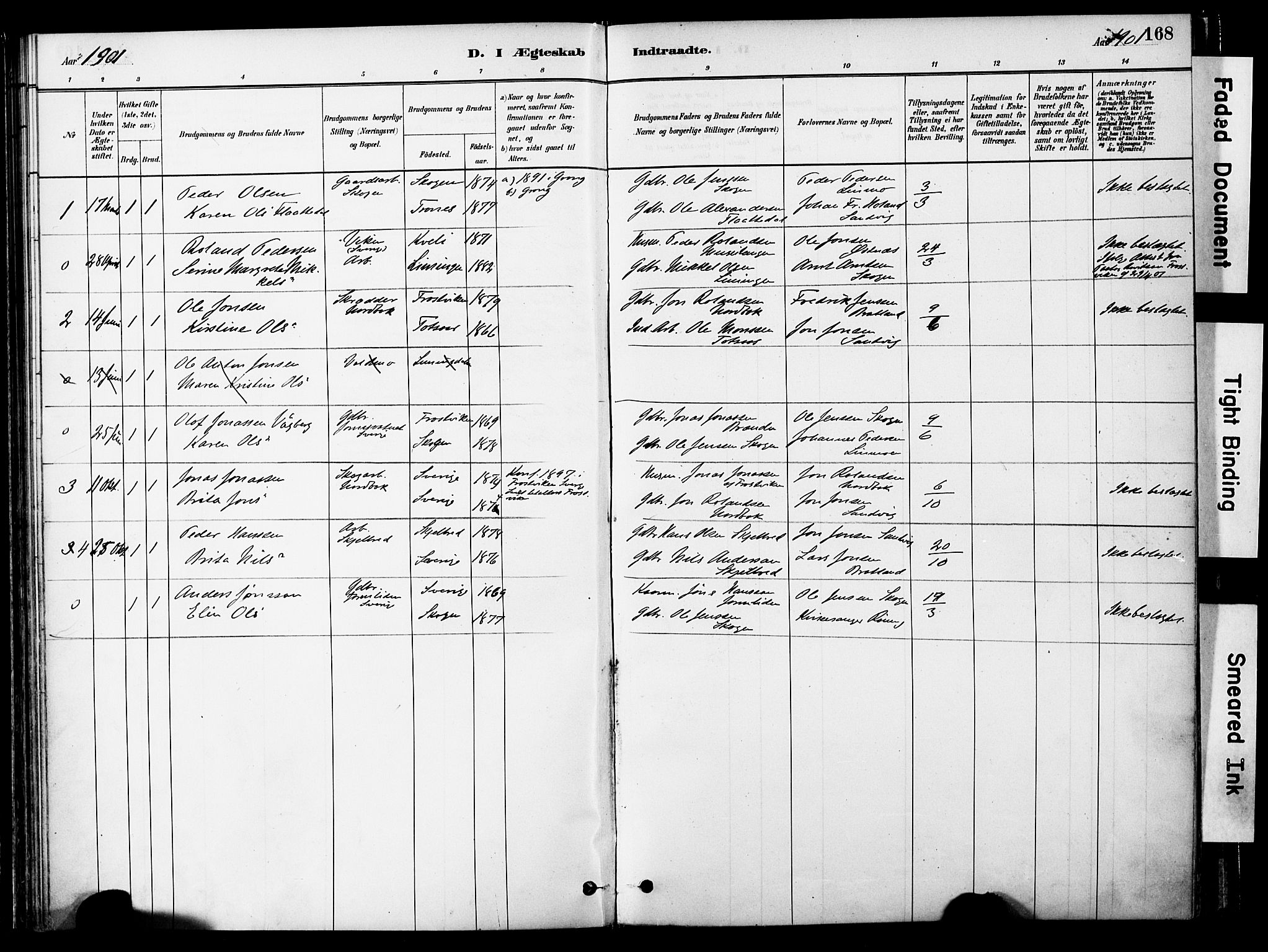 Ministerialprotokoller, klokkerbøker og fødselsregistre - Nord-Trøndelag, SAT/A-1458/755/L0494: Parish register (official) no. 755A03, 1882-1902, p. 168