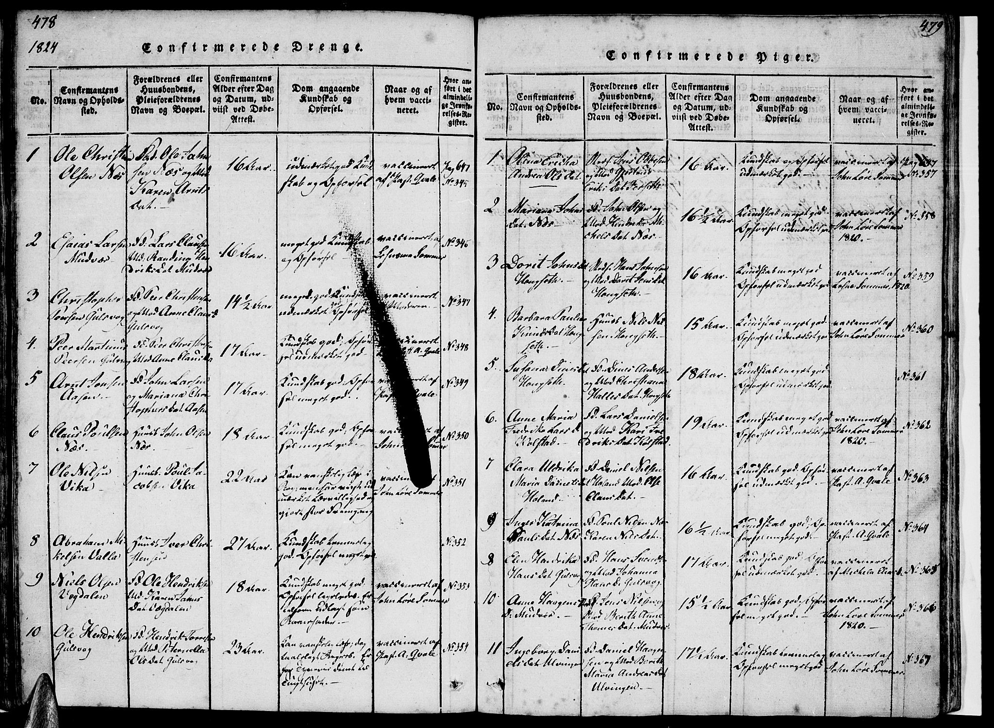 Ministerialprotokoller, klokkerbøker og fødselsregistre - Nordland, SAT/A-1459/816/L0239: Parish register (official) no. 816A05, 1820-1845, p. 478-479
