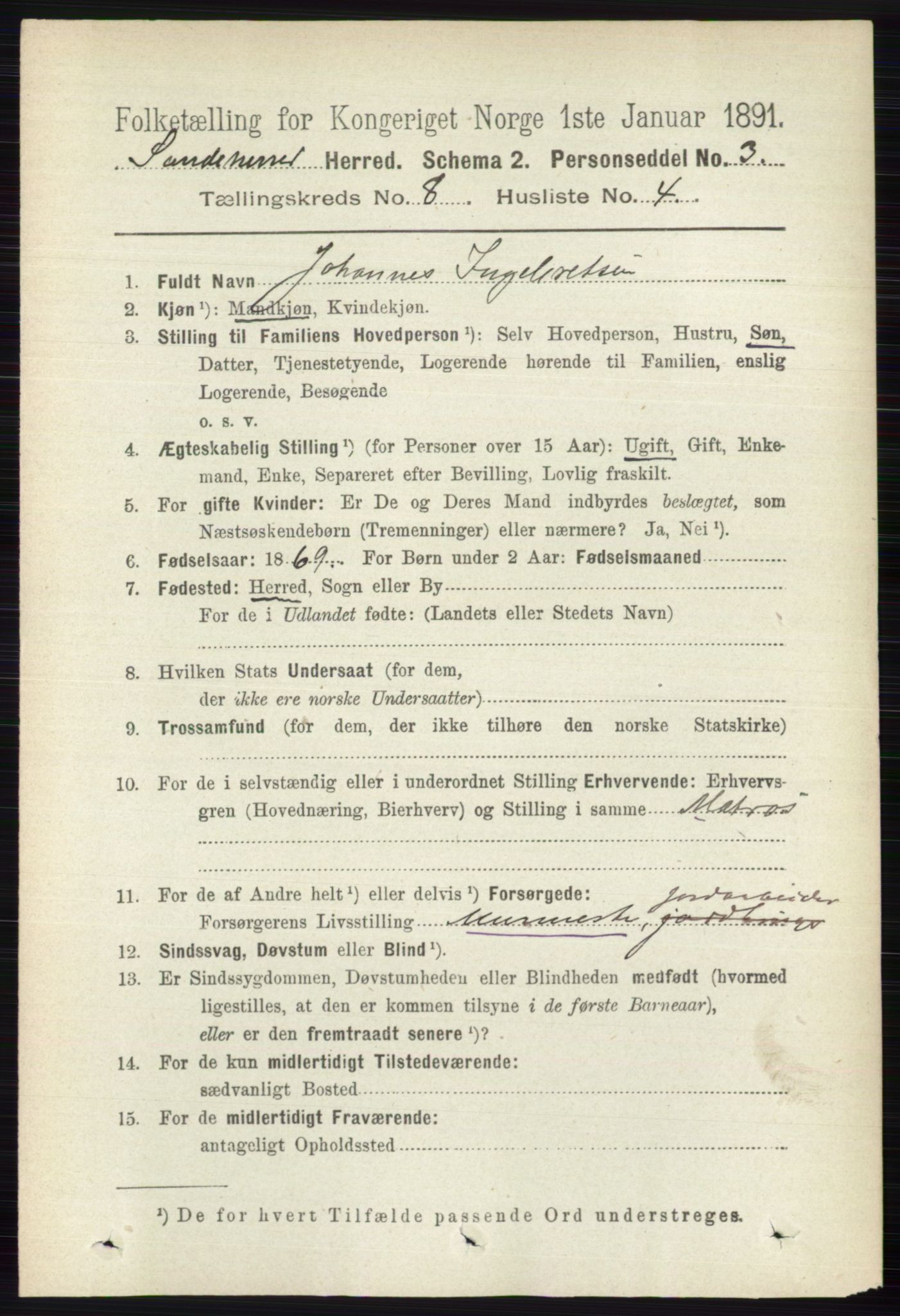 RA, 1891 census for 0724 Sandeherred, 1891, p. 4850