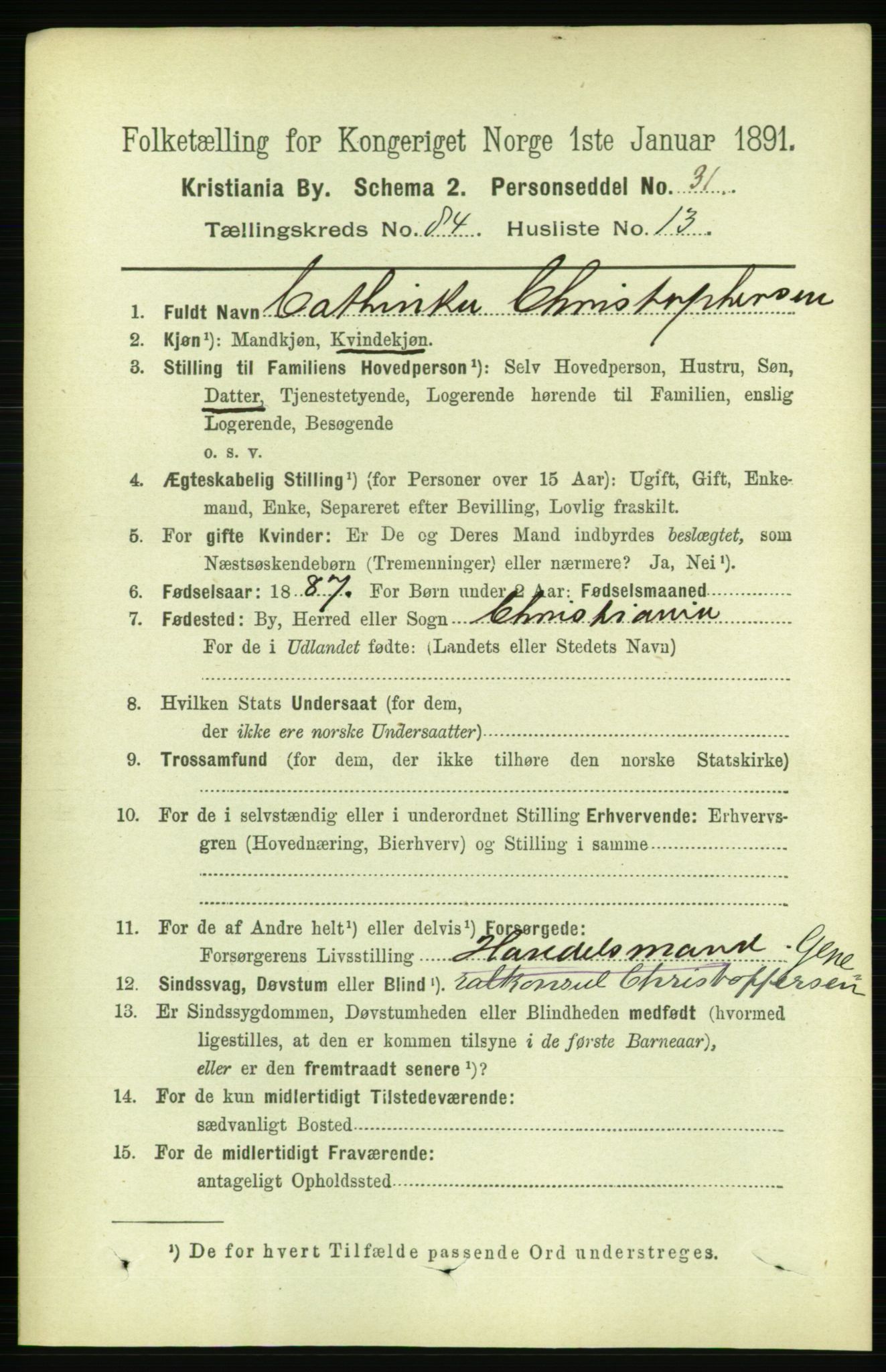RA, 1891 census for 0301 Kristiania, 1891, p. 42780