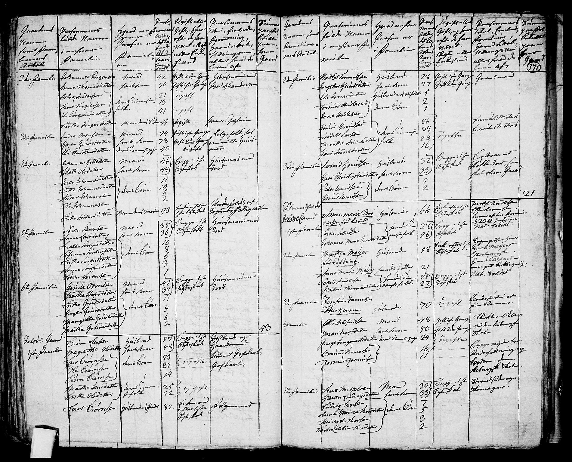 RA, 1801 census for 1138P Jelsa, 1801, p. 370b-371a