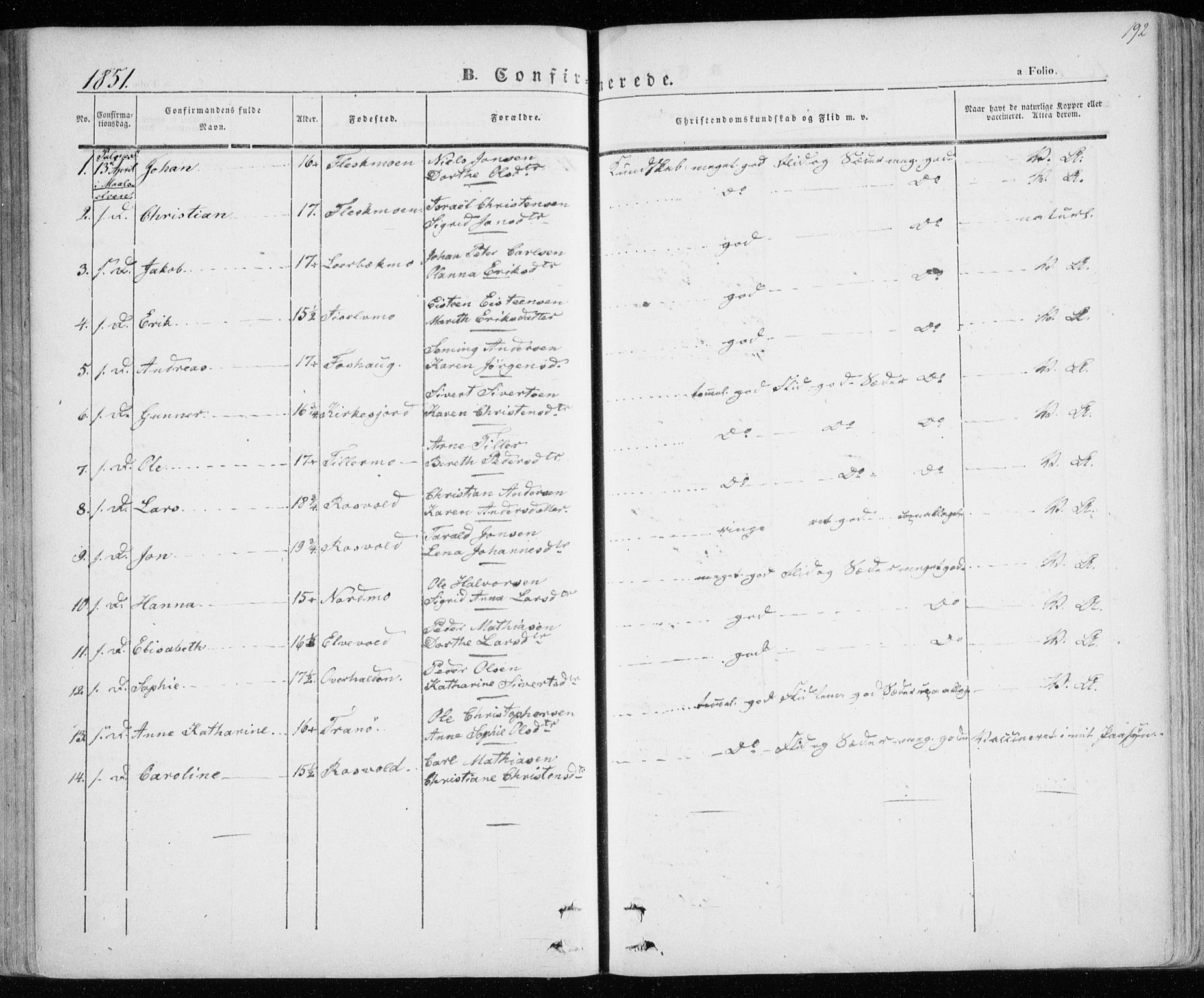 Lenvik sokneprestembete, SATØ/S-1310/H/Ha/Haa/L0006kirke: Parish register (official) no. 6, 1845-1854, p. 192