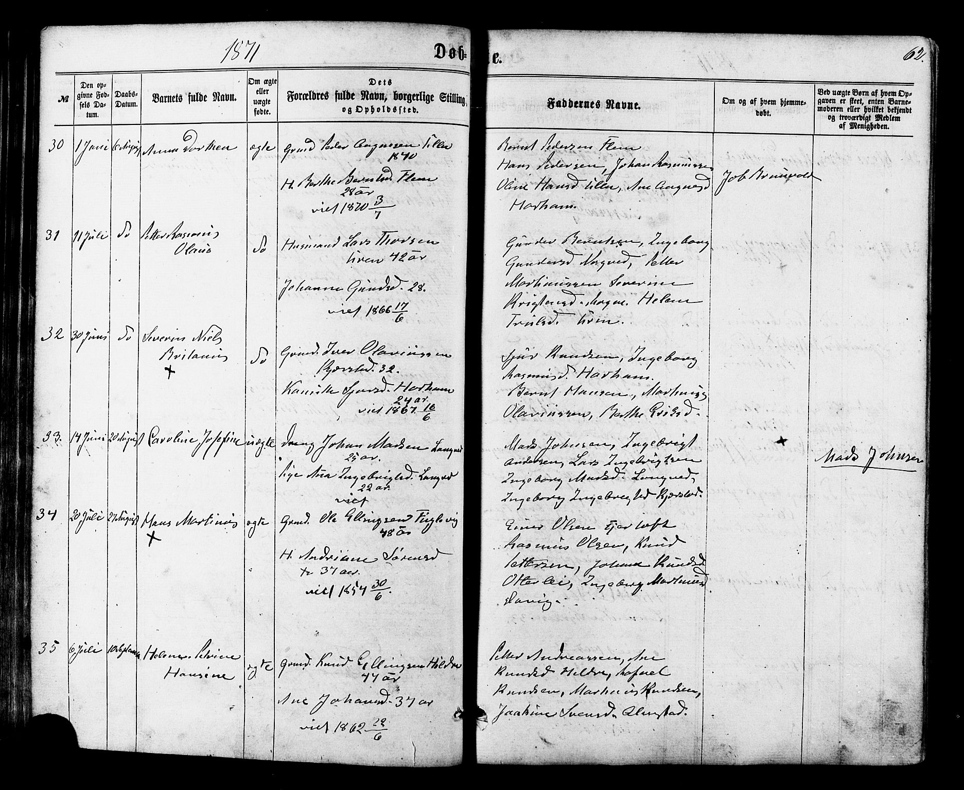 Ministerialprotokoller, klokkerbøker og fødselsregistre - Møre og Romsdal, AV/SAT-A-1454/536/L0498: Parish register (official) no. 536A07, 1862-1875, p. 62