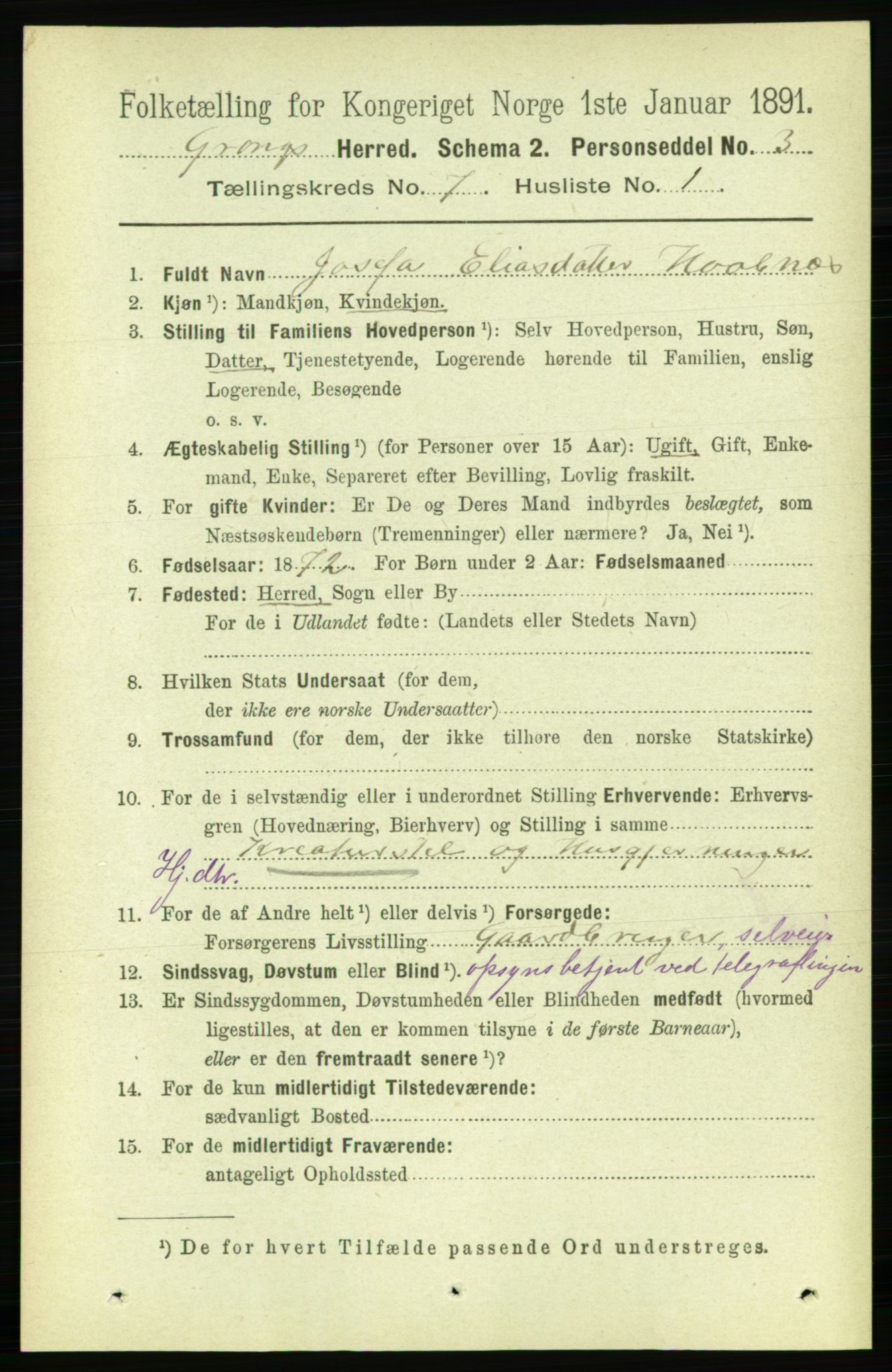 RA, 1891 census for 1742 Grong, 1891, p. 2582