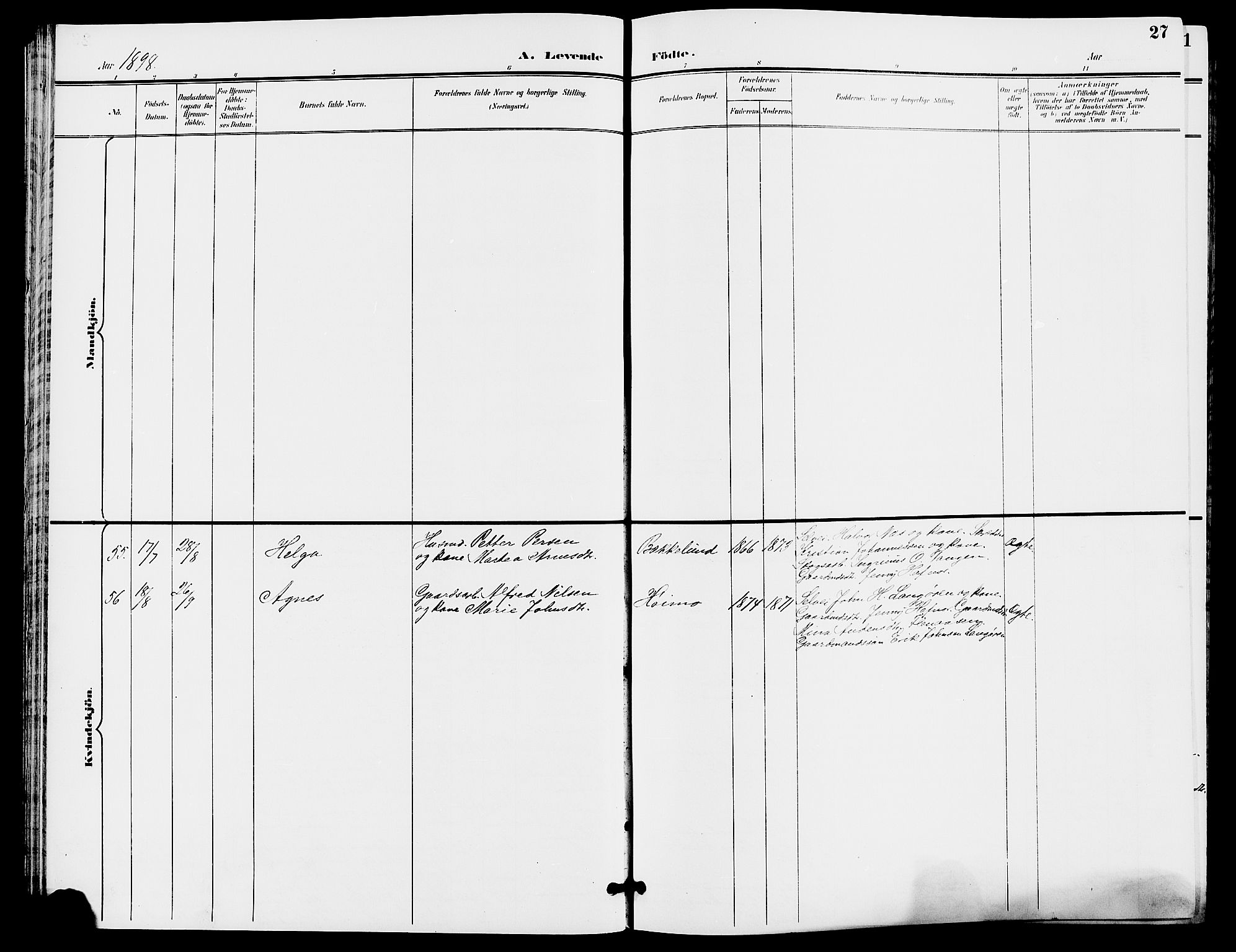Trysil prestekontor, SAH/PREST-046/H/Ha/Hab/L0006: Parish register (copy) no. 6, 1896-1912, p. 27