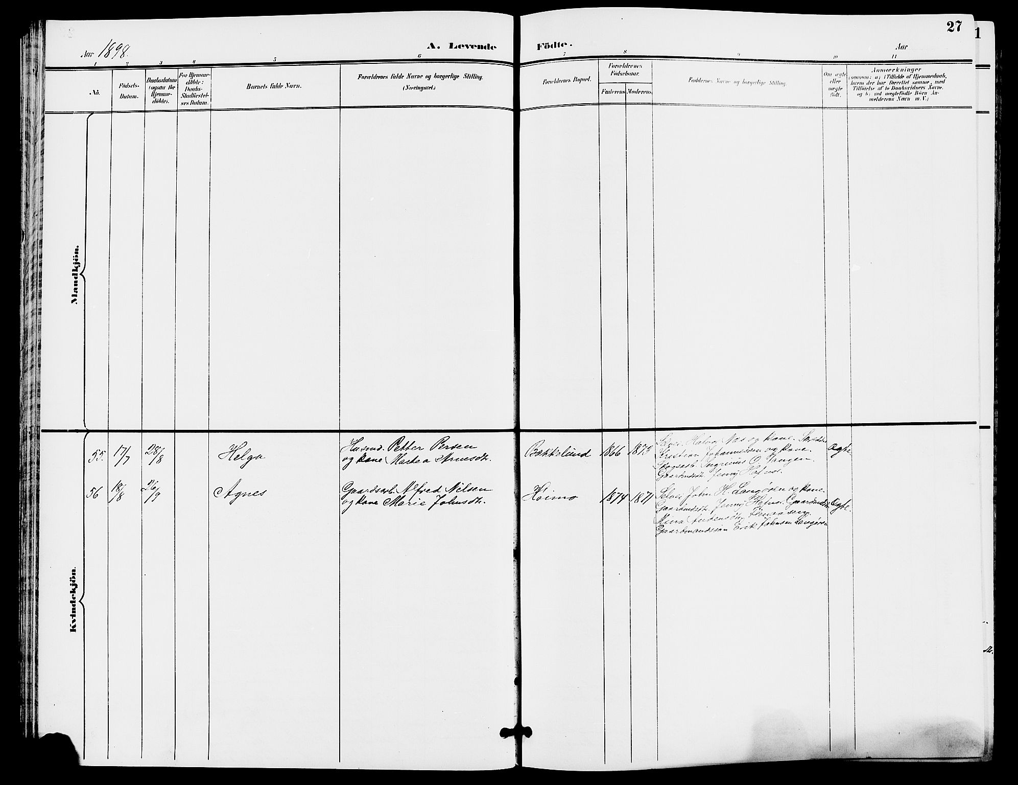 Trysil prestekontor, AV/SAH-PREST-046/H/Ha/Hab/L0006: Parish register (copy) no. 6, 1896-1912, p. 27