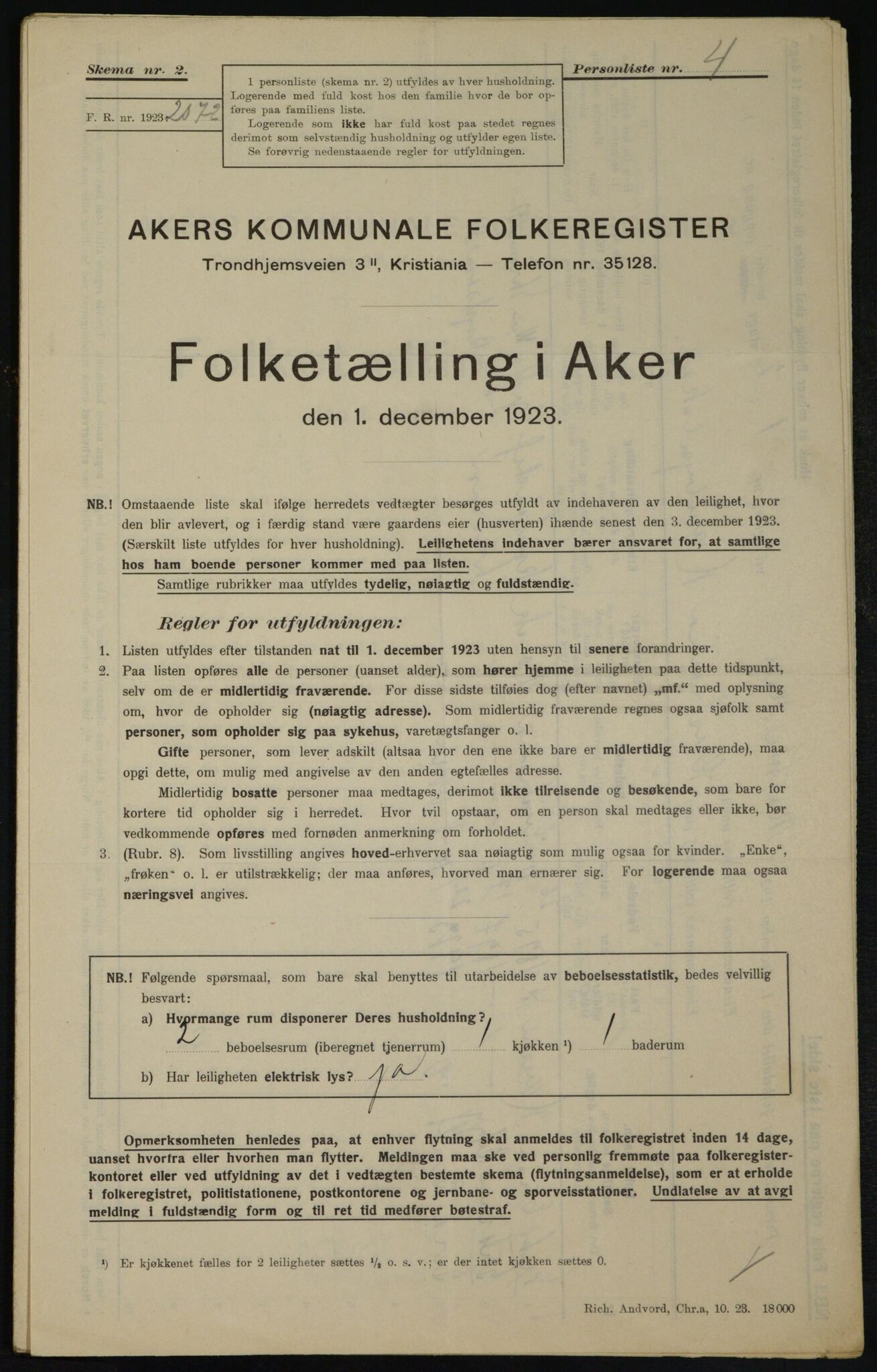 , Municipal Census 1923 for Aker, 1923, p. 21364