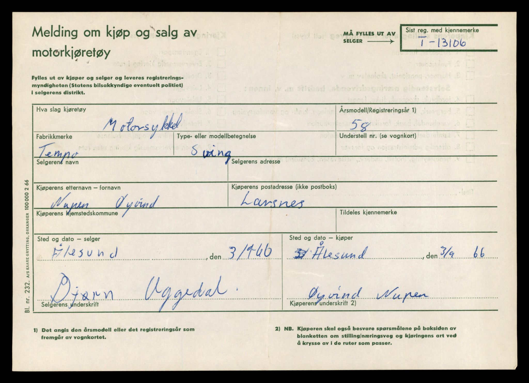 Møre og Romsdal vegkontor - Ålesund trafikkstasjon, AV/SAT-A-4099/F/Fe/L0037: Registreringskort for kjøretøy T 13031 - T 13179, 1927-1998, p. 1509