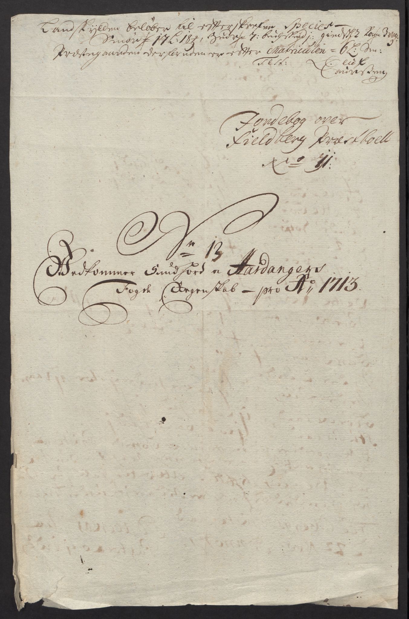 Rentekammeret inntil 1814, Reviderte regnskaper, Fogderegnskap, AV/RA-EA-4092/R48/L2989: Fogderegnskap Sunnhordland og Hardanger, 1713, p. 181