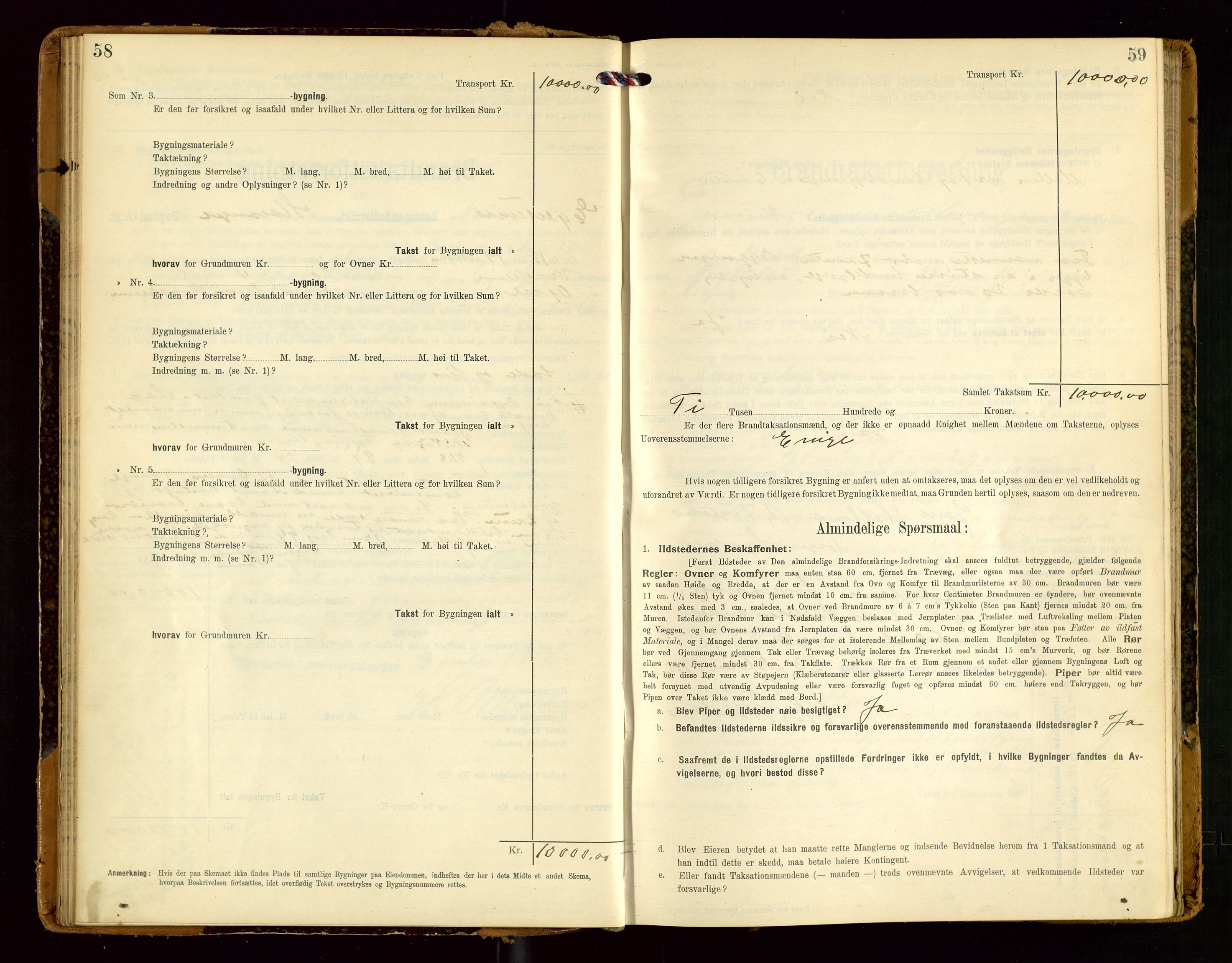 Eigersund lensmannskontor, SAST/A-100171/Gob/L0002: "Brandtakstprotokol", 1910-1916, p. 58-59